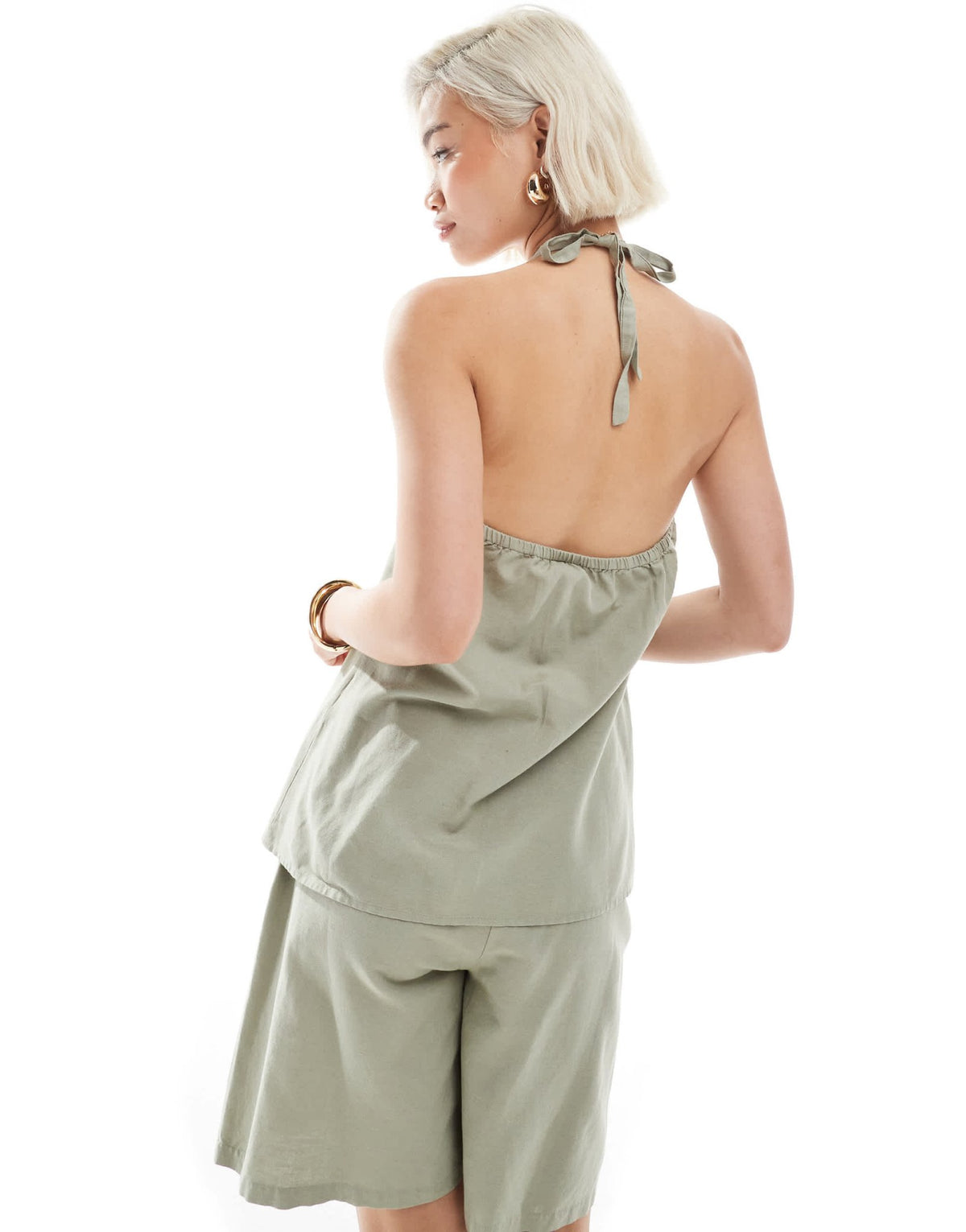 Vero Moda halter neck waistcoat co-ord in sea grass green - ASOS Sample Sale