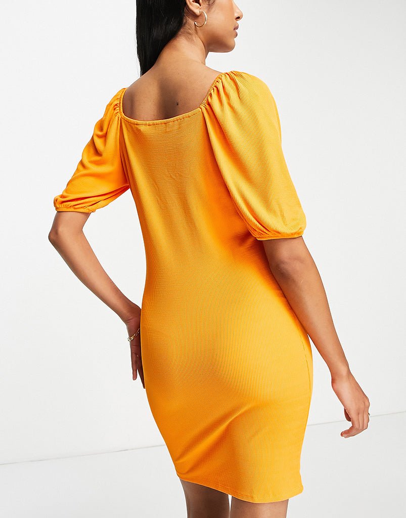 Vero Moda jersey mini dress with tie front in bright orange - ASOS Sample Sale