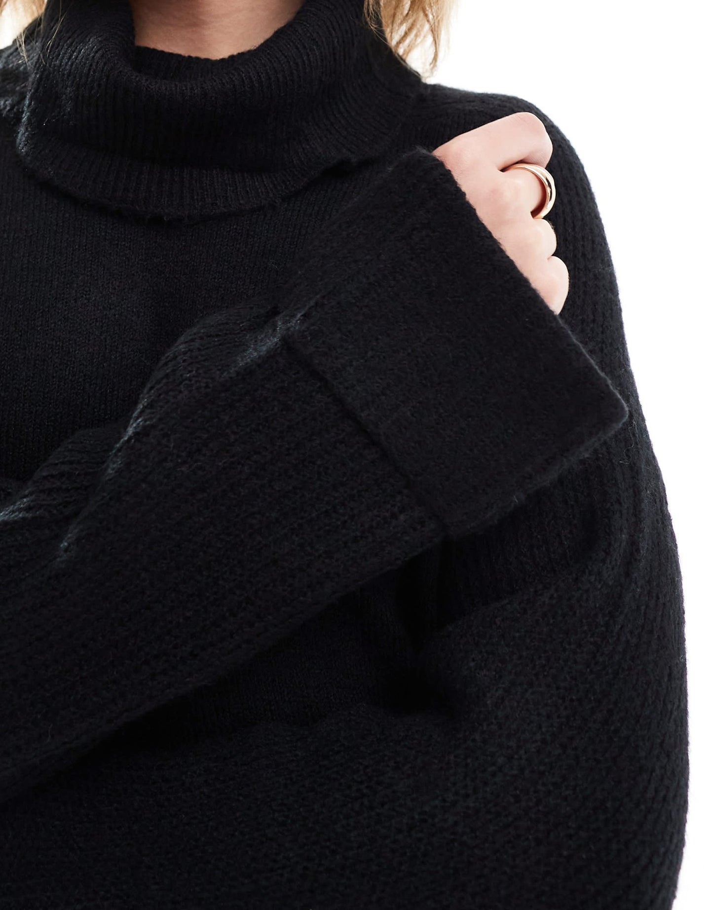 Vero Moda knitted roll neck mini dress in black - ASOS Sample Sale