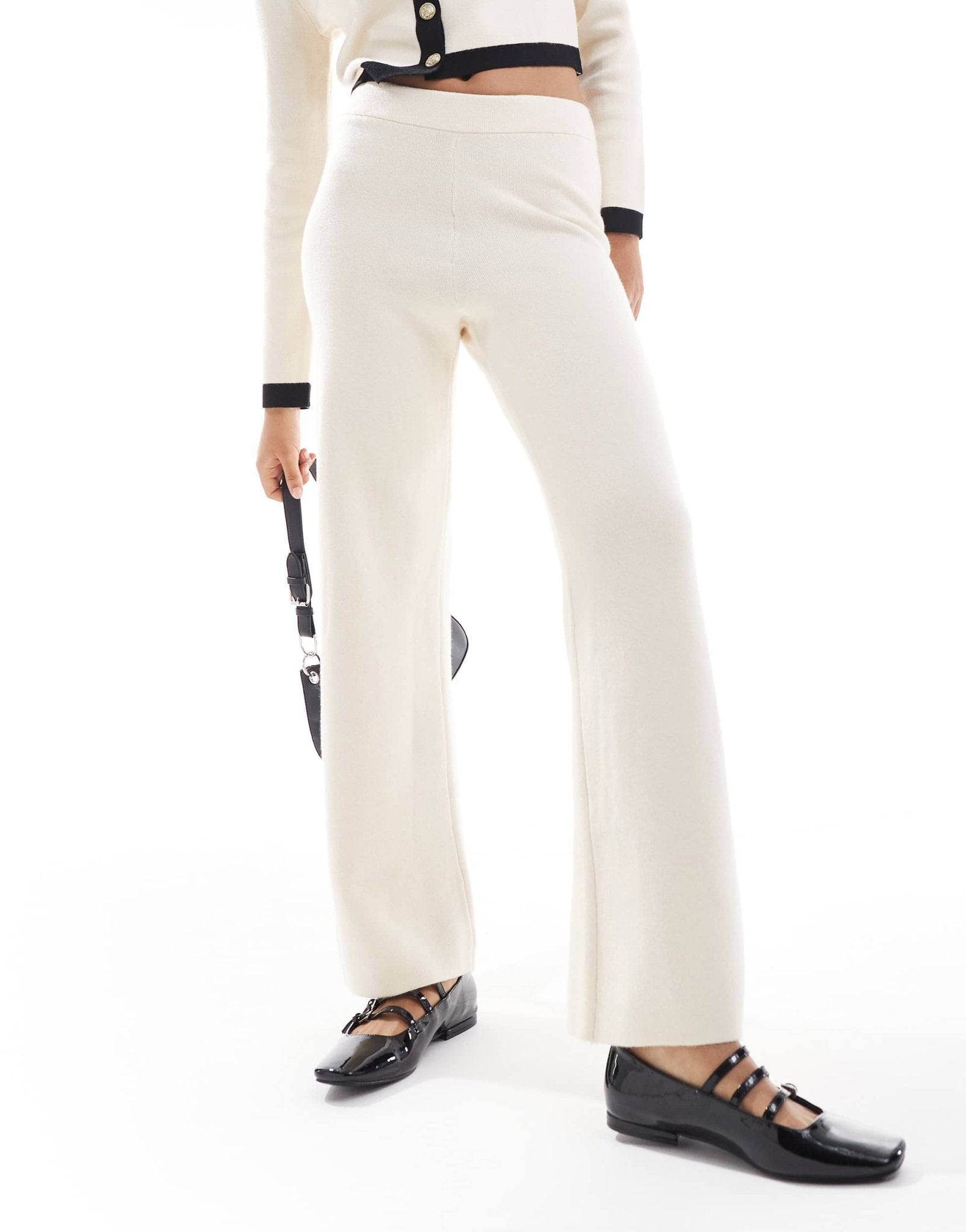 Vero Moda knitted wide leg trouser co - ord in cream - ASOS Sample Sale