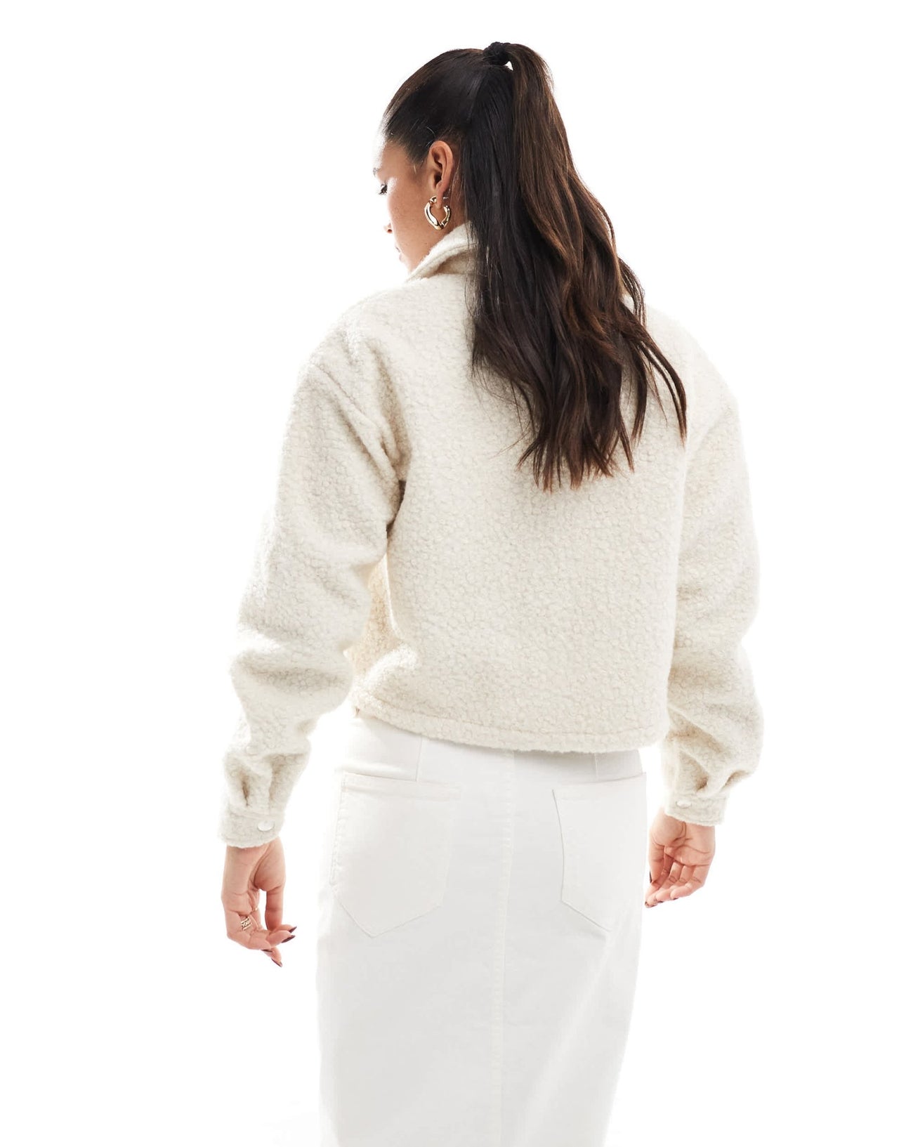 Vero Moda lightweight textured borg shacket in oatmeal - ASOS Sample Sale