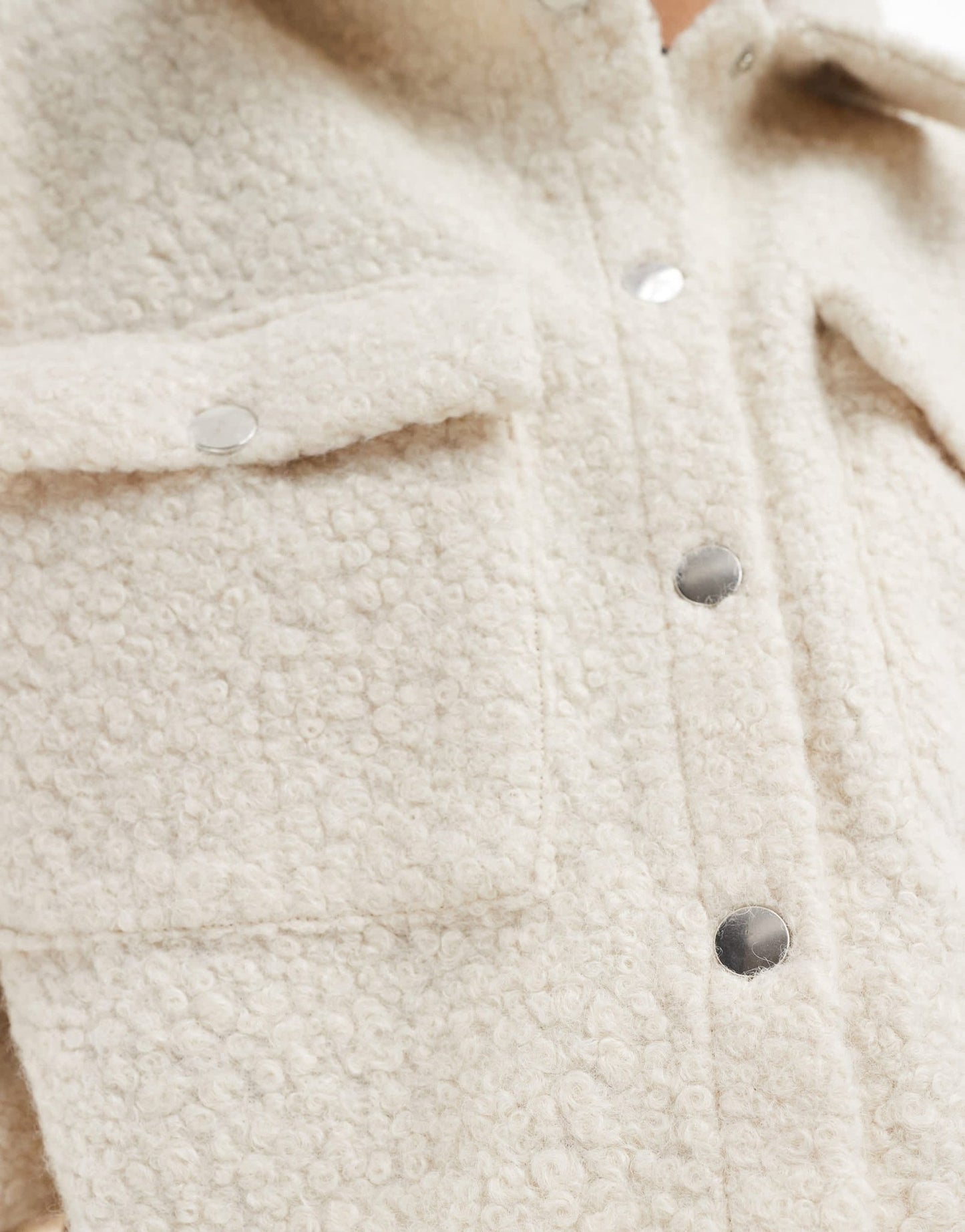 Vero Moda lightweight textured borg shacket in oatmeal - ASOS Sample Sale