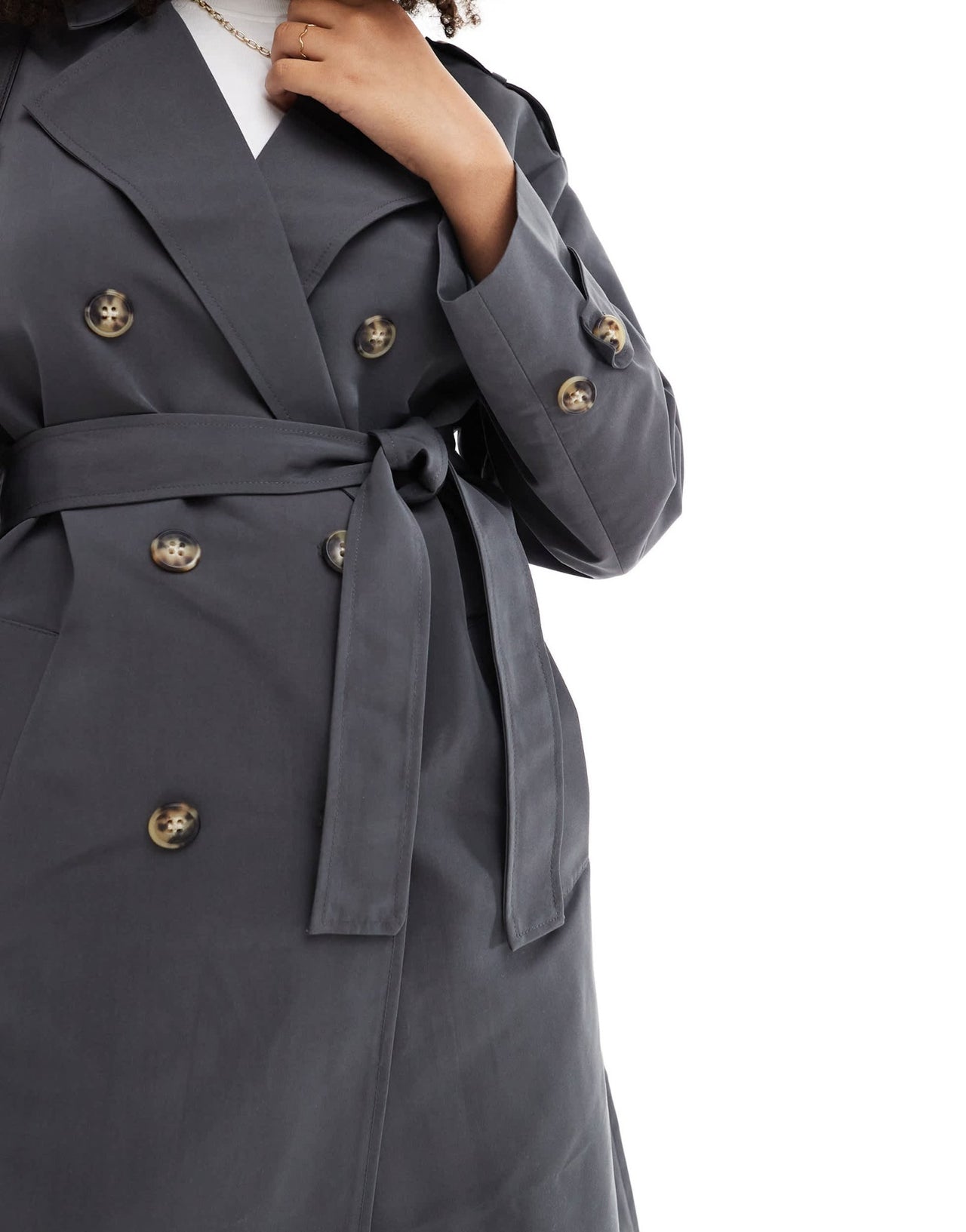 Vero Moda longline belted trench coat in asphalt grey - ASOS Sample Sale