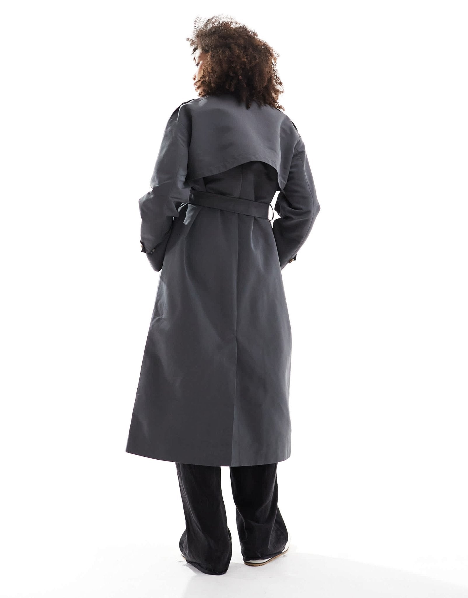 Vero Moda longline belted trench coat in asphalt grey - ASOS Sample Sale