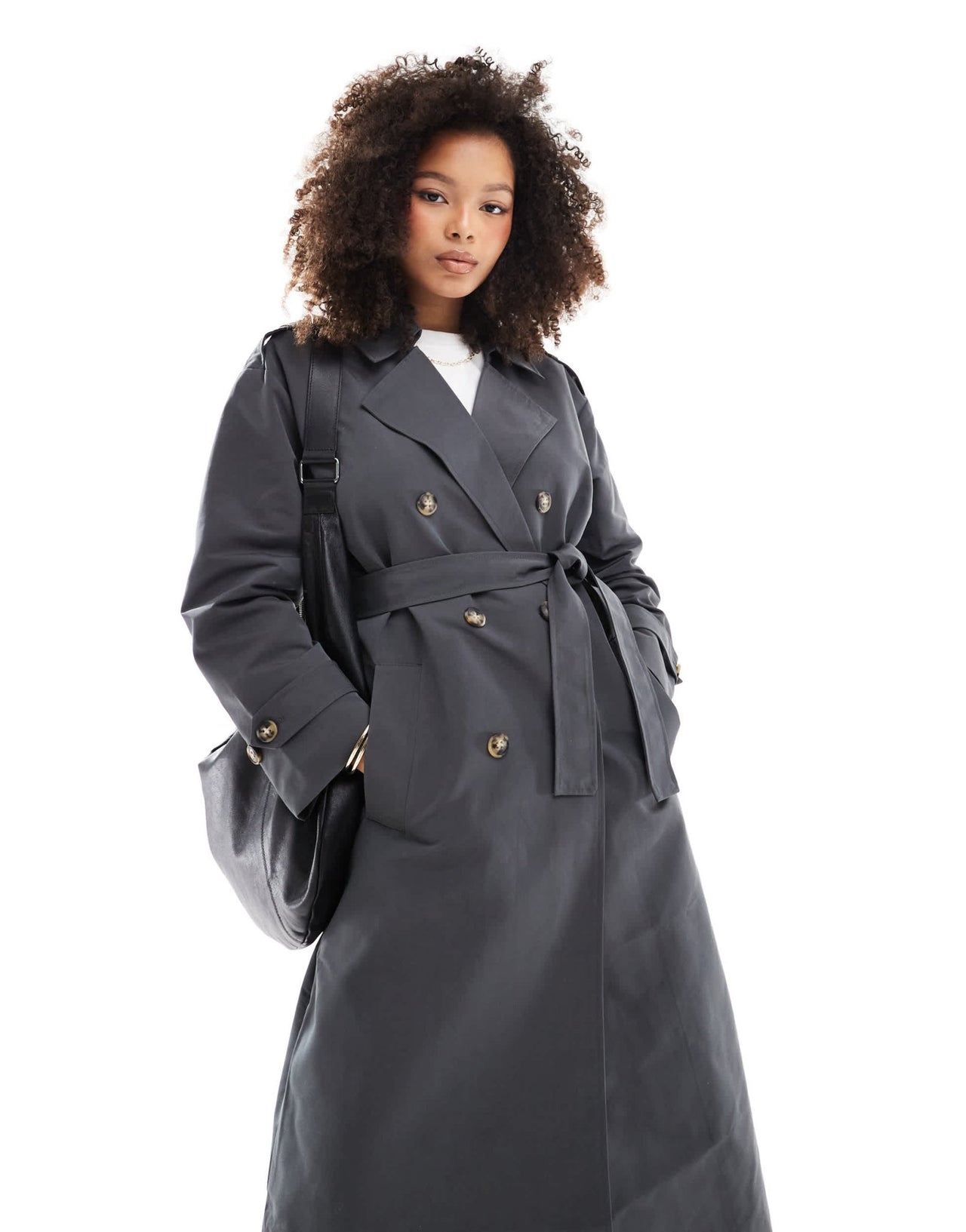 Vero Moda longline belted trench coat in asphalt grey - ASOS Sample Sale