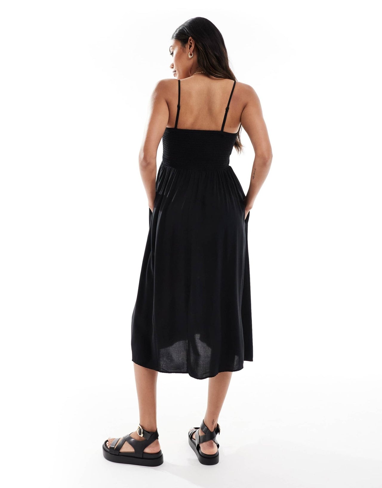 Vero Moda Maternity Easy shirred cami ankle dress in black - ASOS Sample Sale