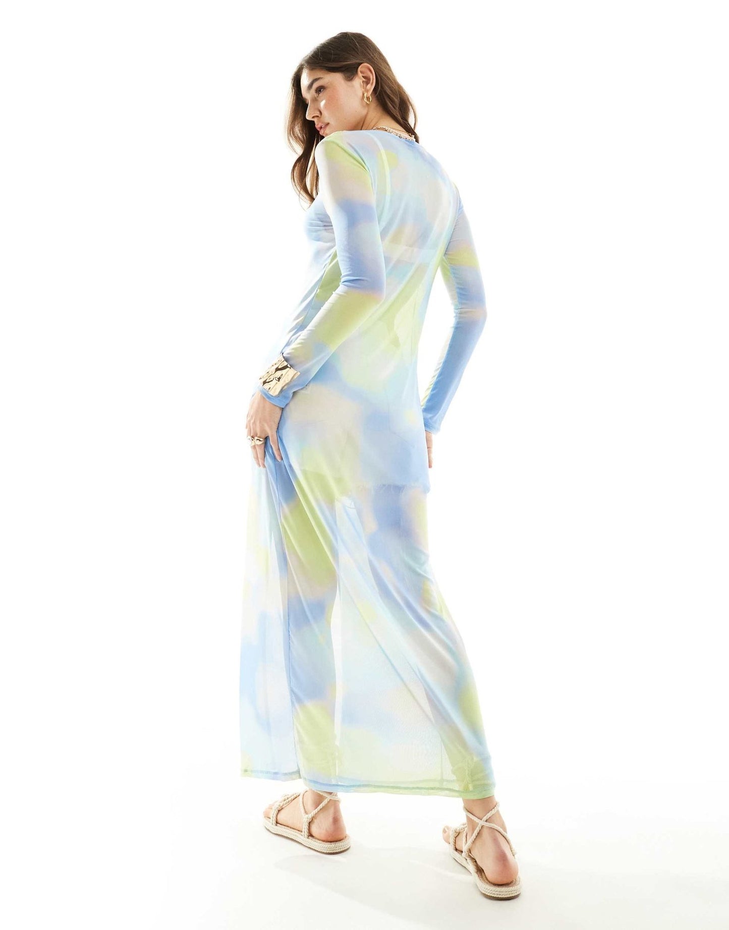 Vero Moda mesh maxi kimono in pastel ombre print - ASOS Sample Sale