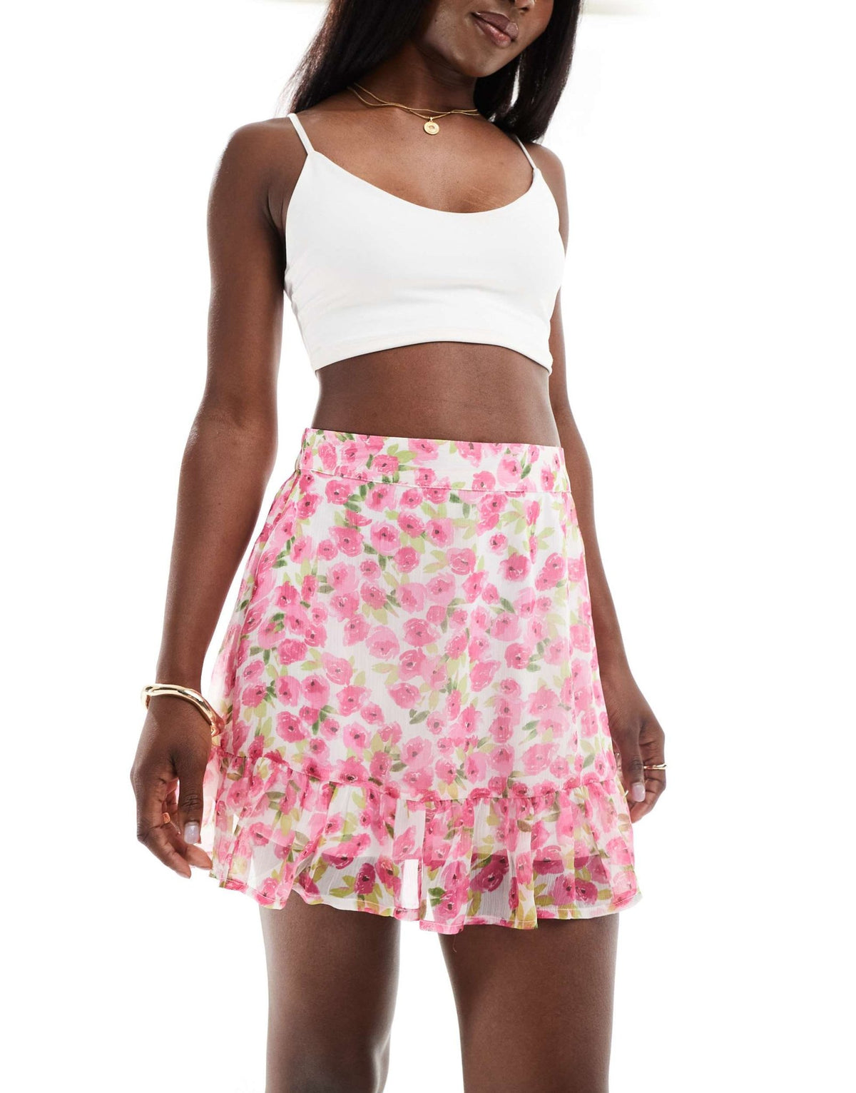 Vero Moda mini skirt in rose print - ASOS Sample Sale