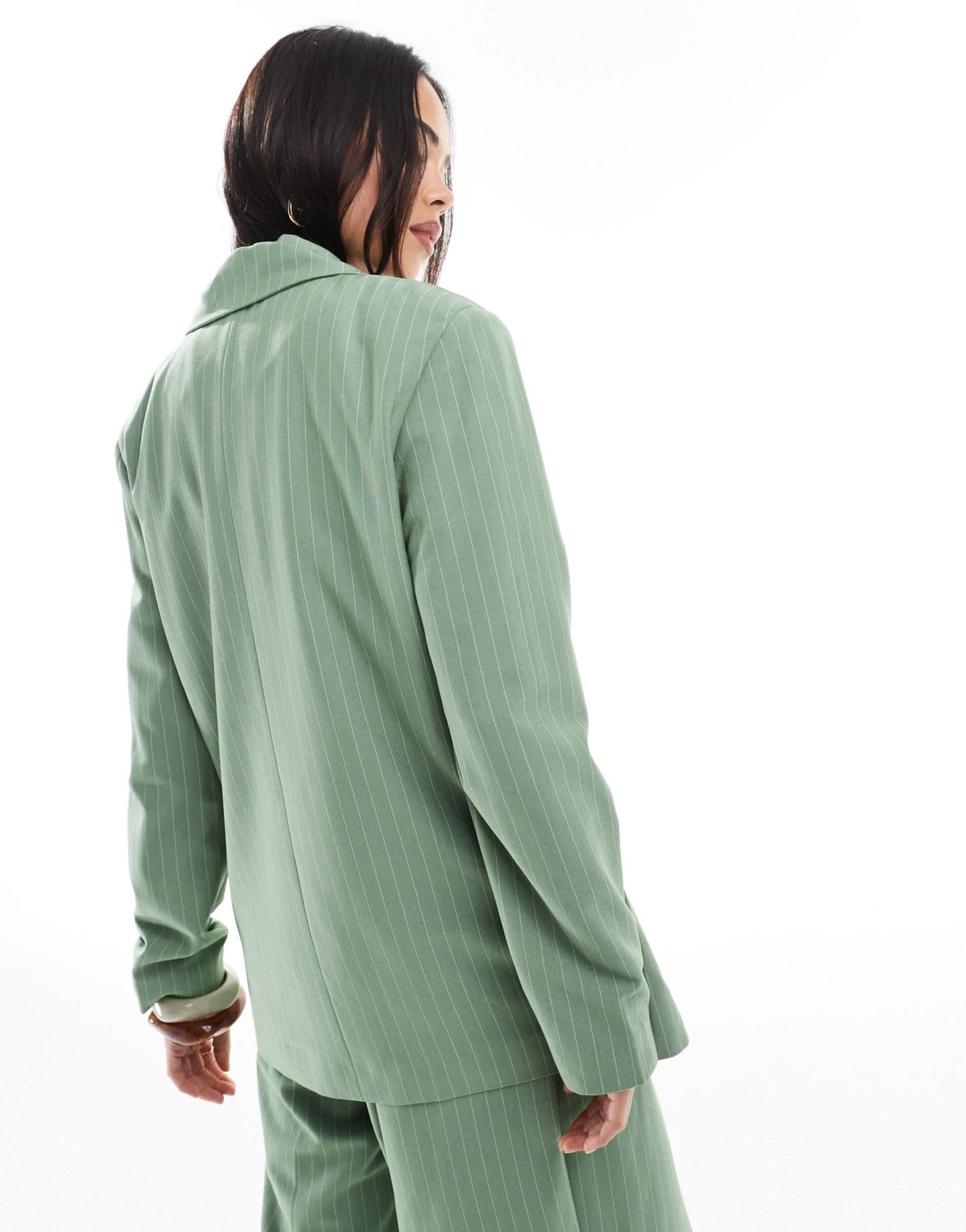 Vero Moda mix and match oversized blazer co-ord in green pinstripe - ASOS Sample Sale