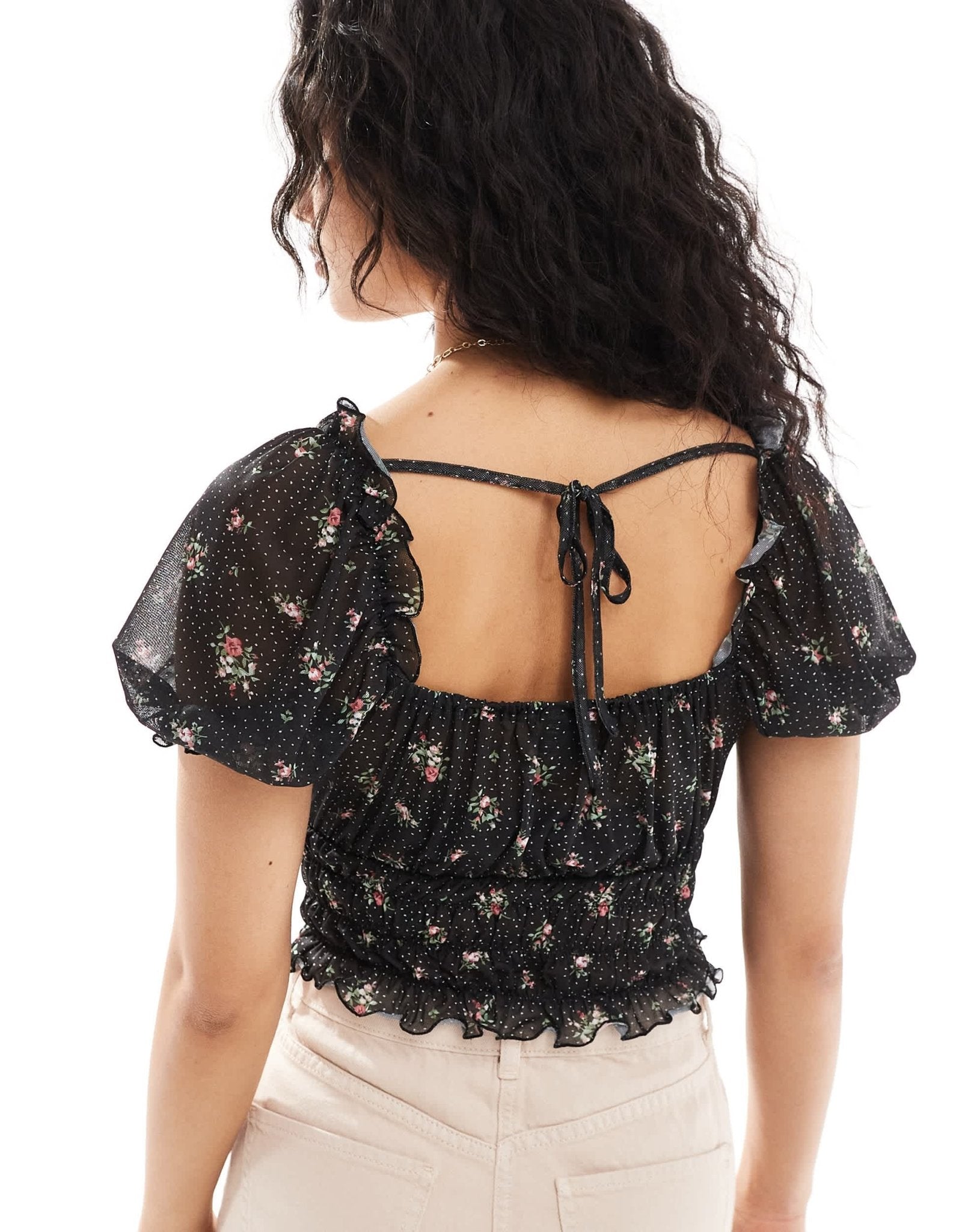 Vero Moda mixed print chiffon top in black - ASOS Sample Sale