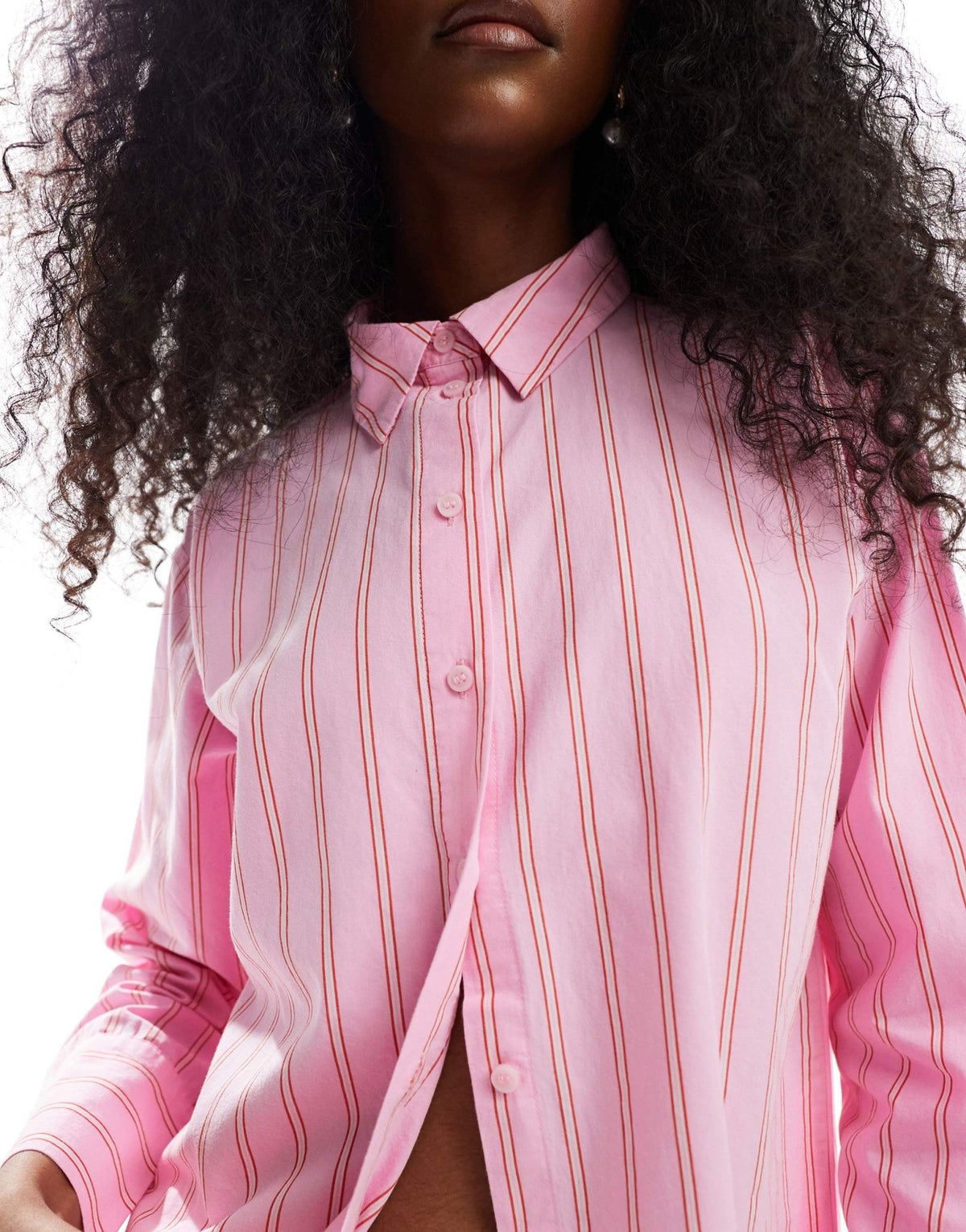 Vero Moda oversized shirt co-ord in pink stripe - ASOS Sample Sale
