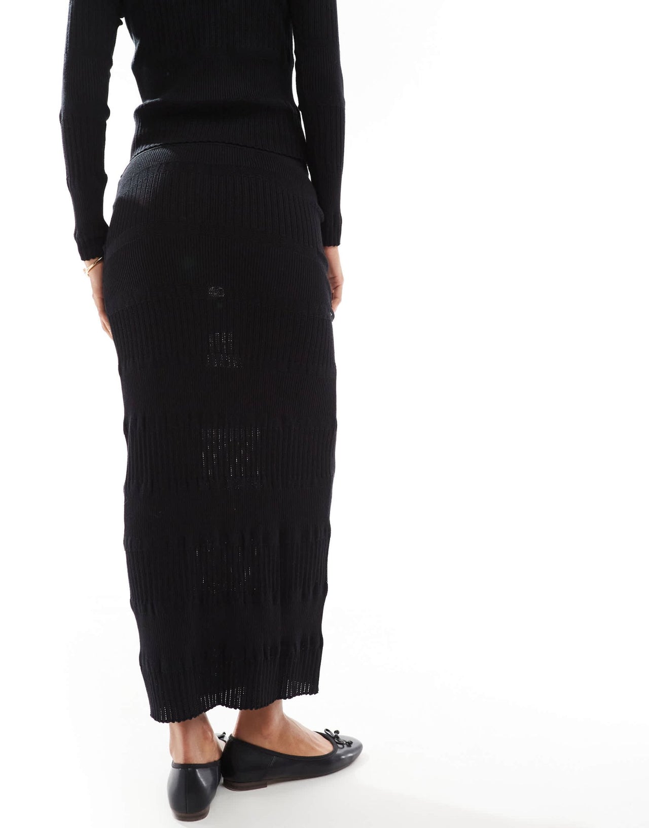 Vero Moda panelled knit midi skirt co - ord in black - ASOS Sample Sale