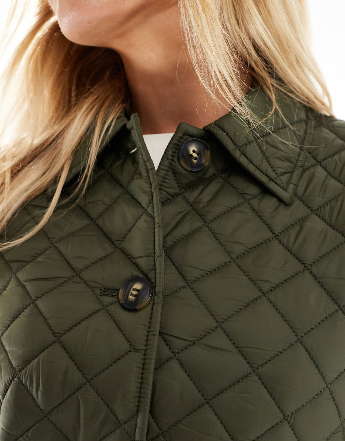 Vero Moda Petite button down quilted jacket in deep khaki - ASOS Sample Sale