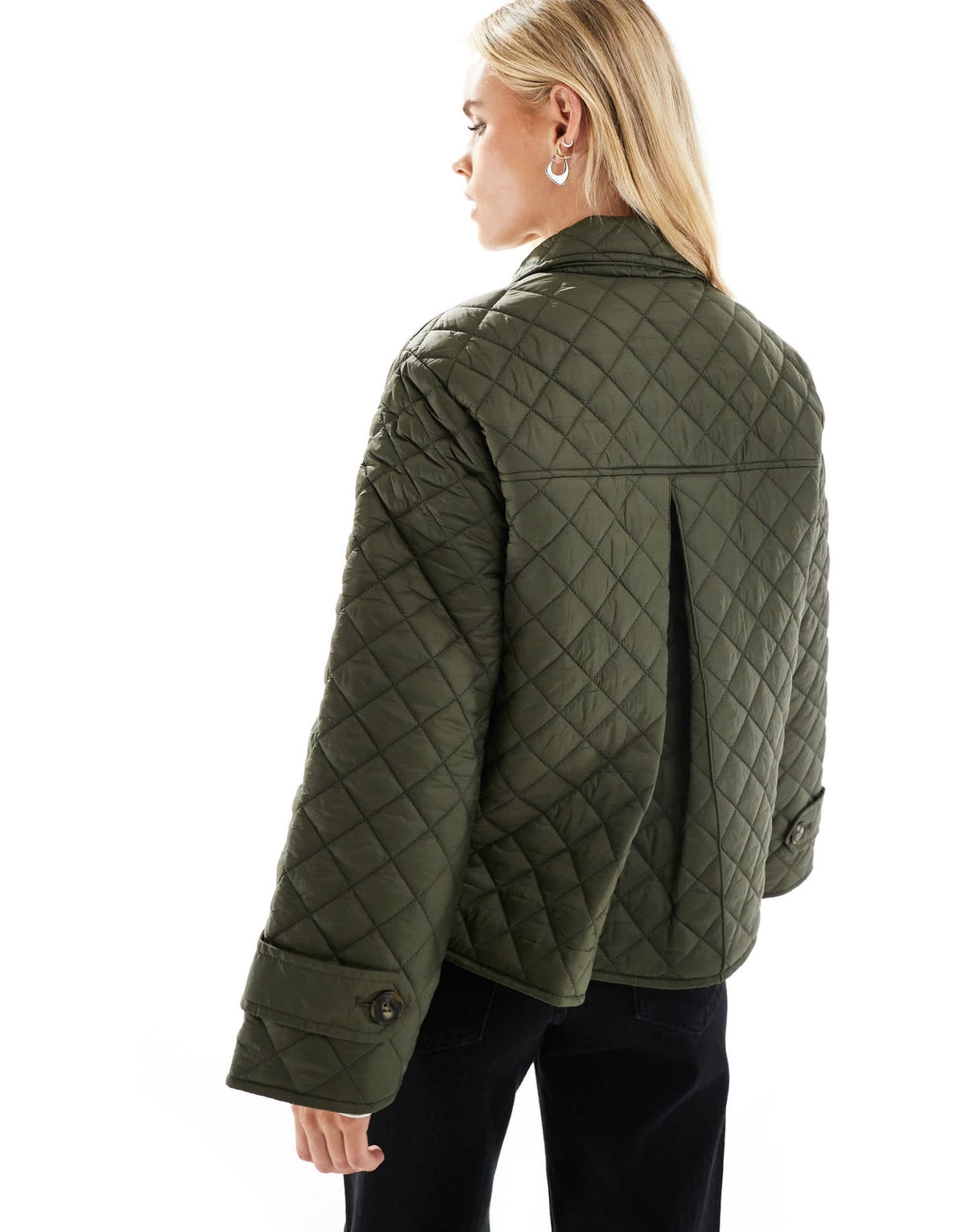 Vero Moda Petite button down quilted jacket in deep khaki - ASOS Sample Sale