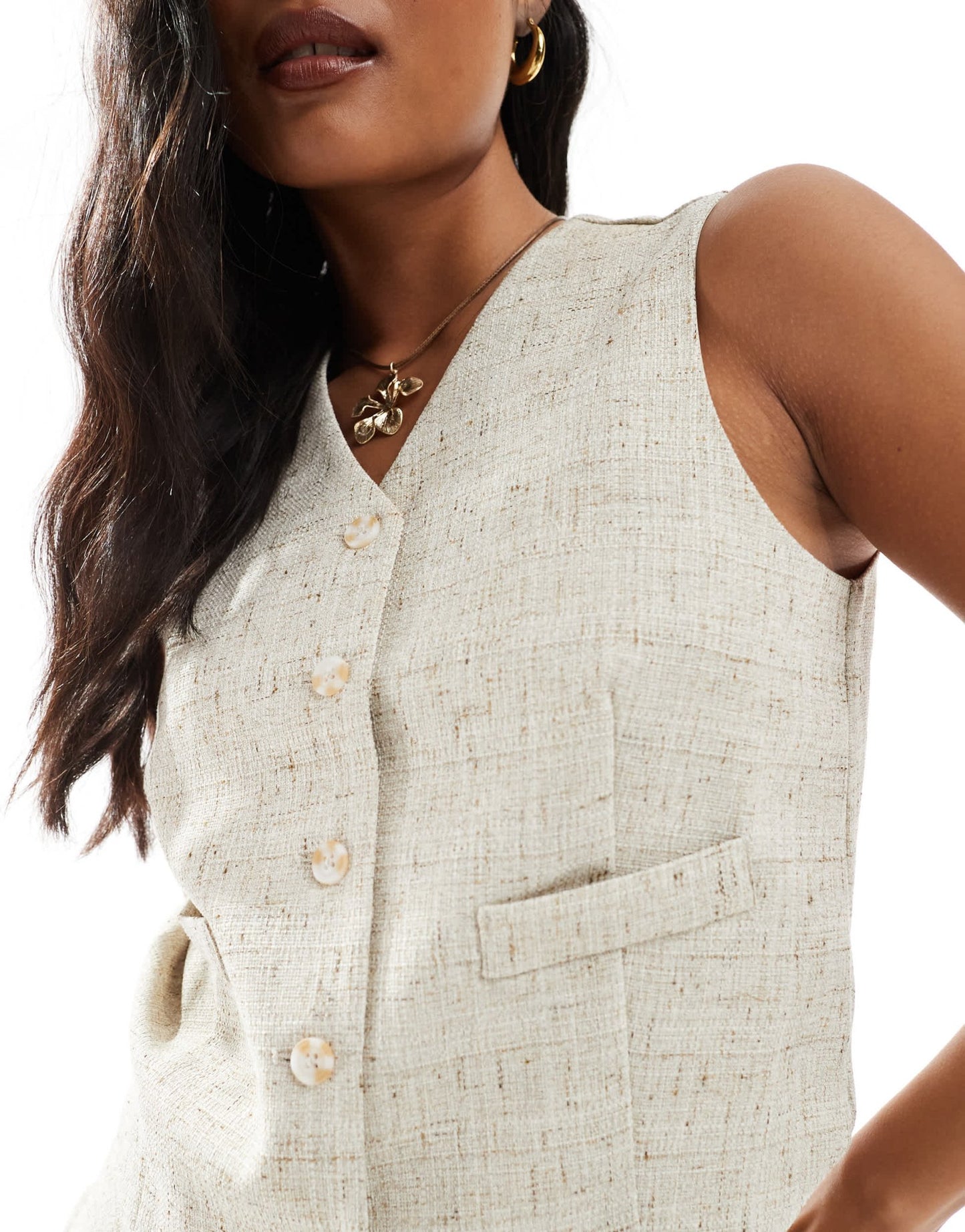 Vero Moda Petite tailored waistcoat co-ord in oatmeal - ASOS Sample Sale