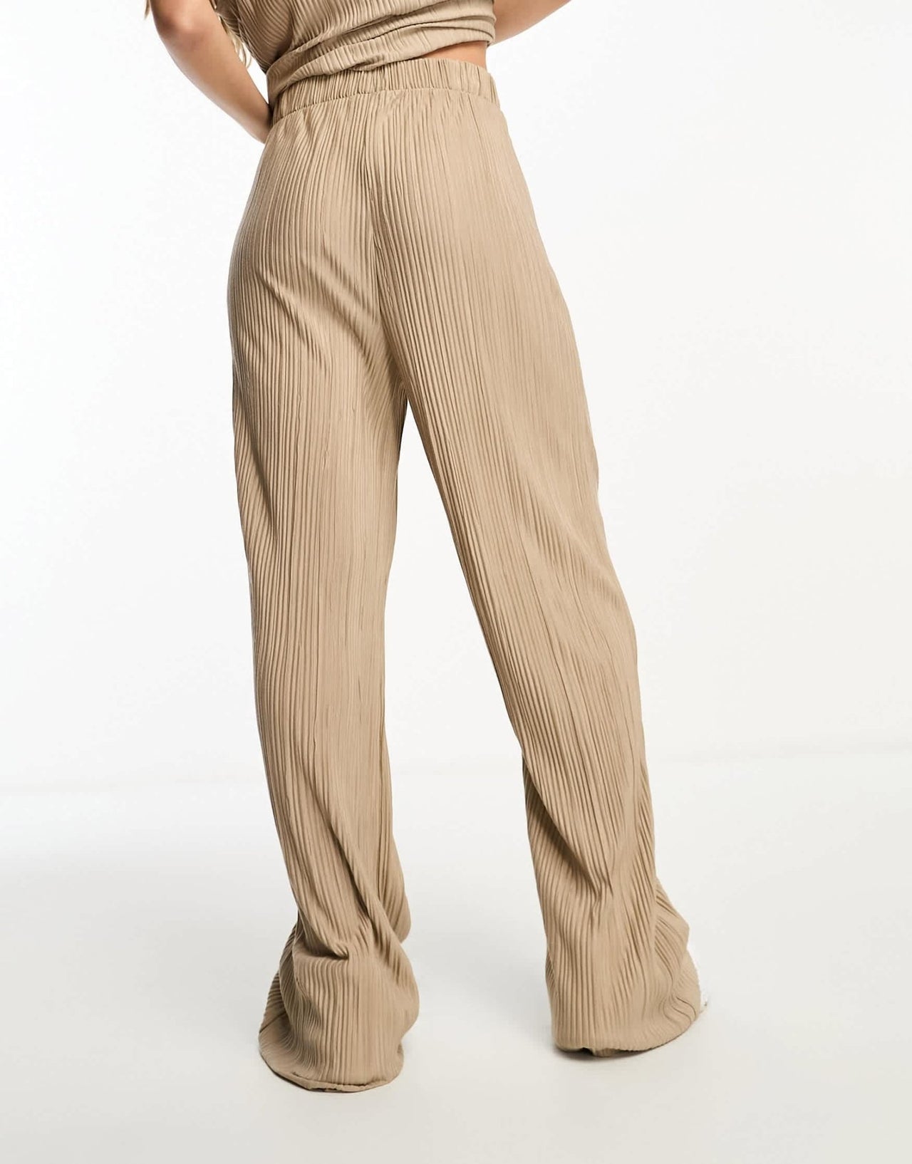 Vero Moda plisse trouser co - ord in stone - ASOS Sample Sale