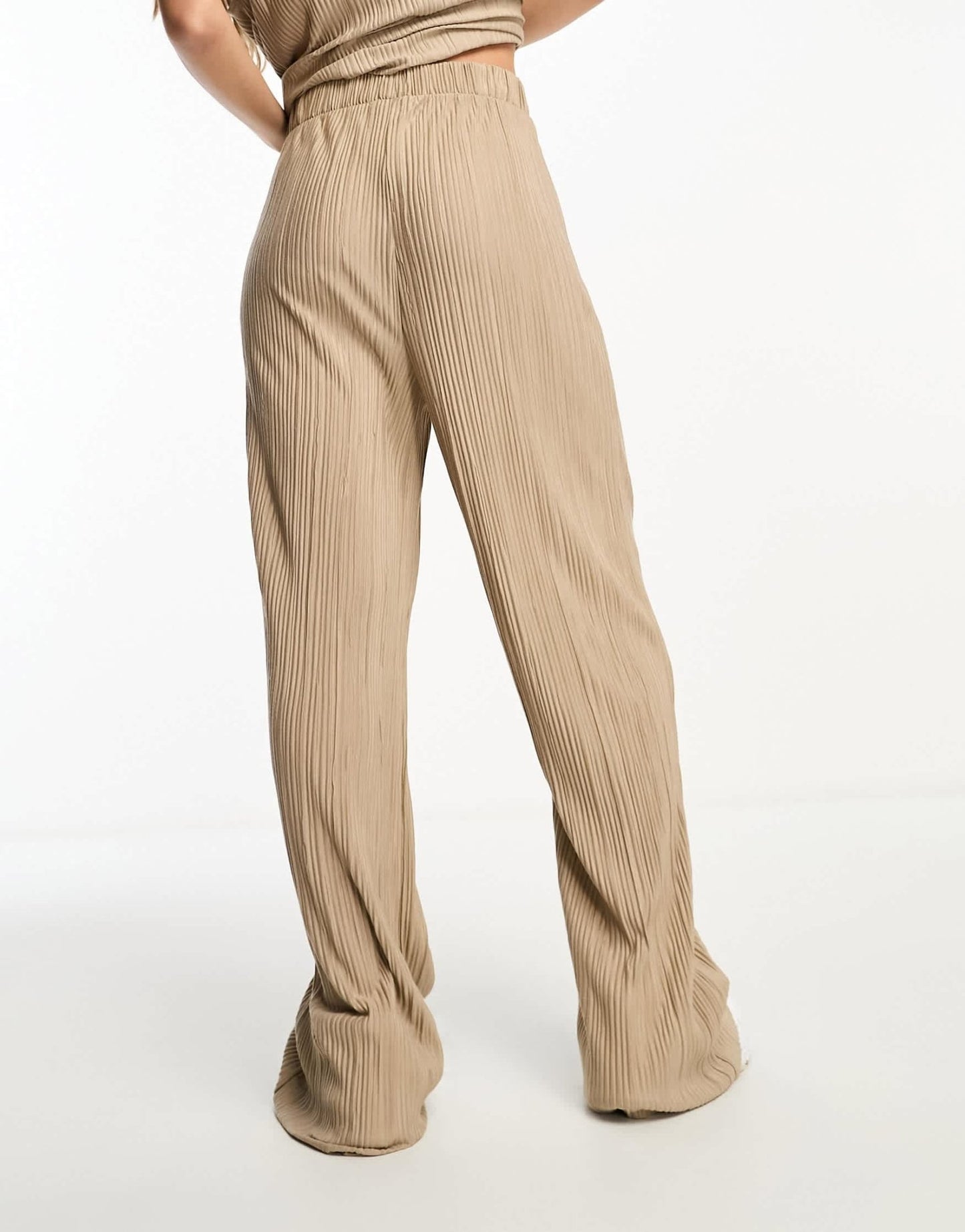 Vero Moda plisse trouser co - ord in stone - ASOS Sample Sale