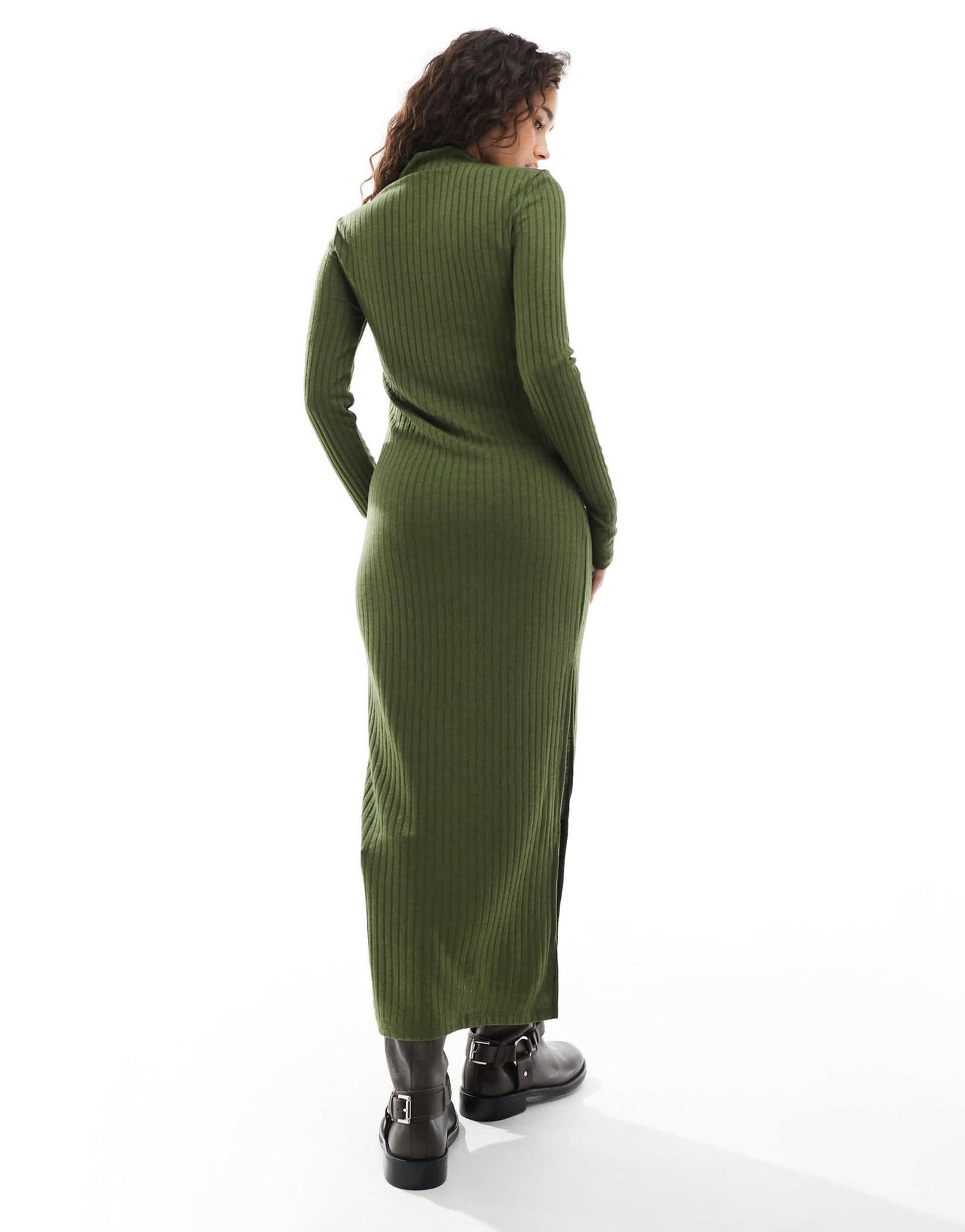 Vero Moda rib jersey maxi dress in dark green - ASOS Sample Sale