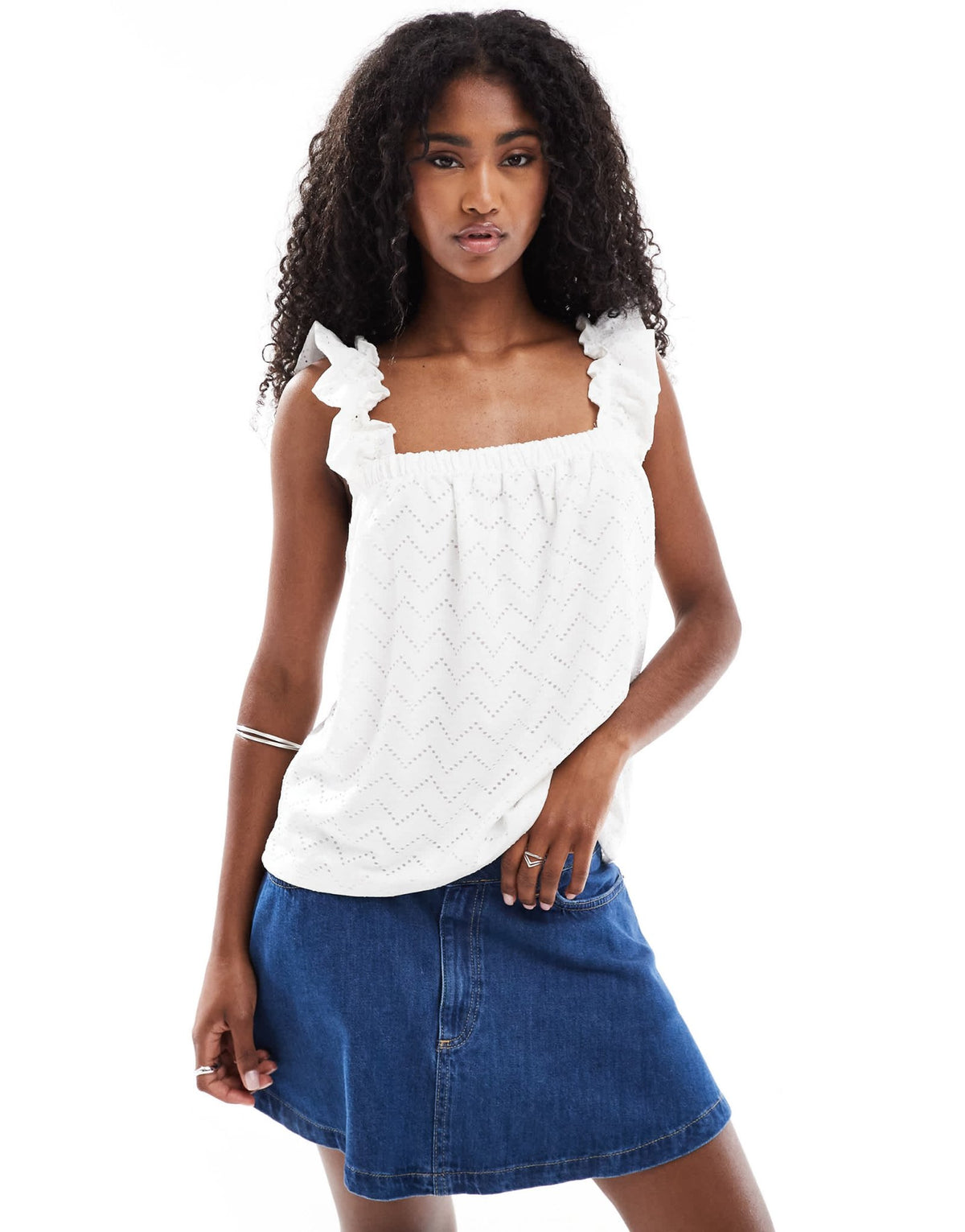 Vero Moda shirred strap cami top in white - ASOS Sample Sale