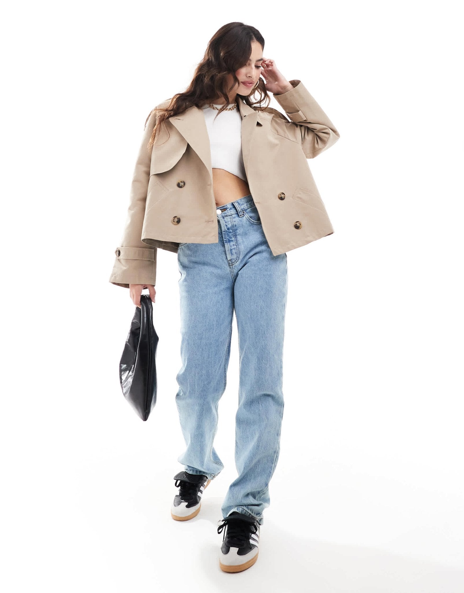 Vero Moda short boxy trench coat in beige - ASOS Sample Sale
