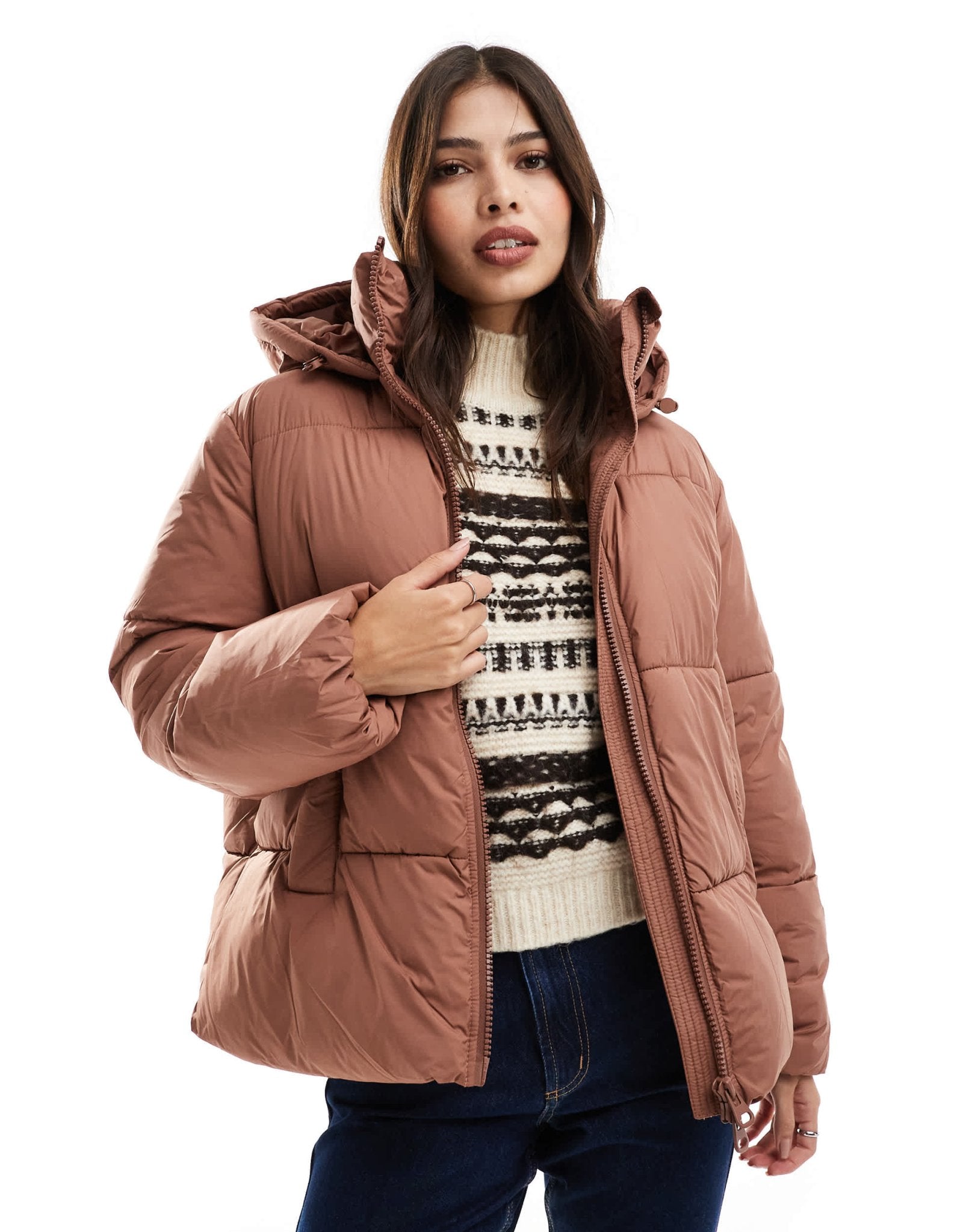Vero Moda short hooded padded jacket in spice - ASOS Sample Sale