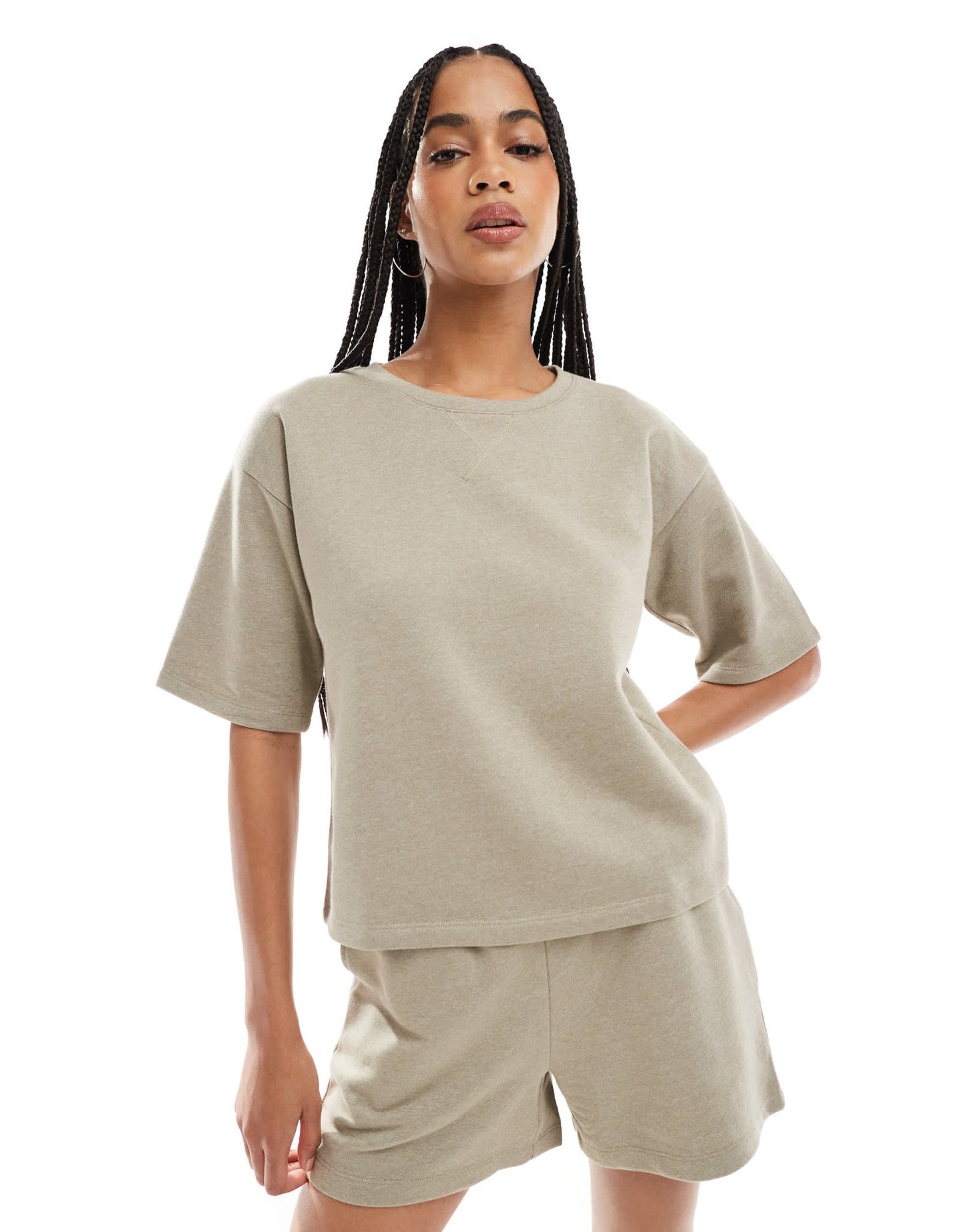 Vero Moda short sleeved sweat top co-ord in laurel oak - ASOS Sample Sale