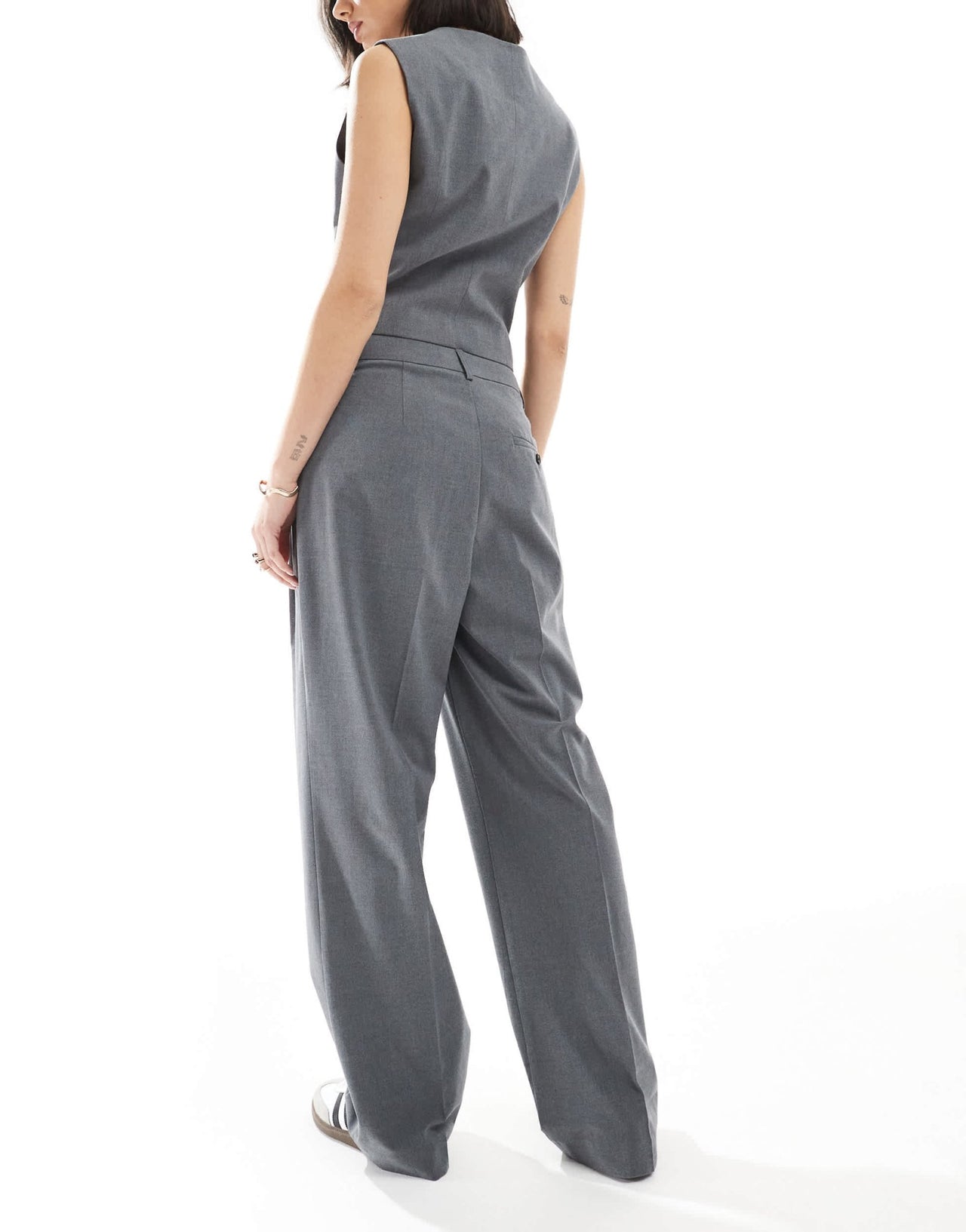 Vero Moda slouchy pleat front trouser co-ord in dark grey melange - ASOS Sample Sale