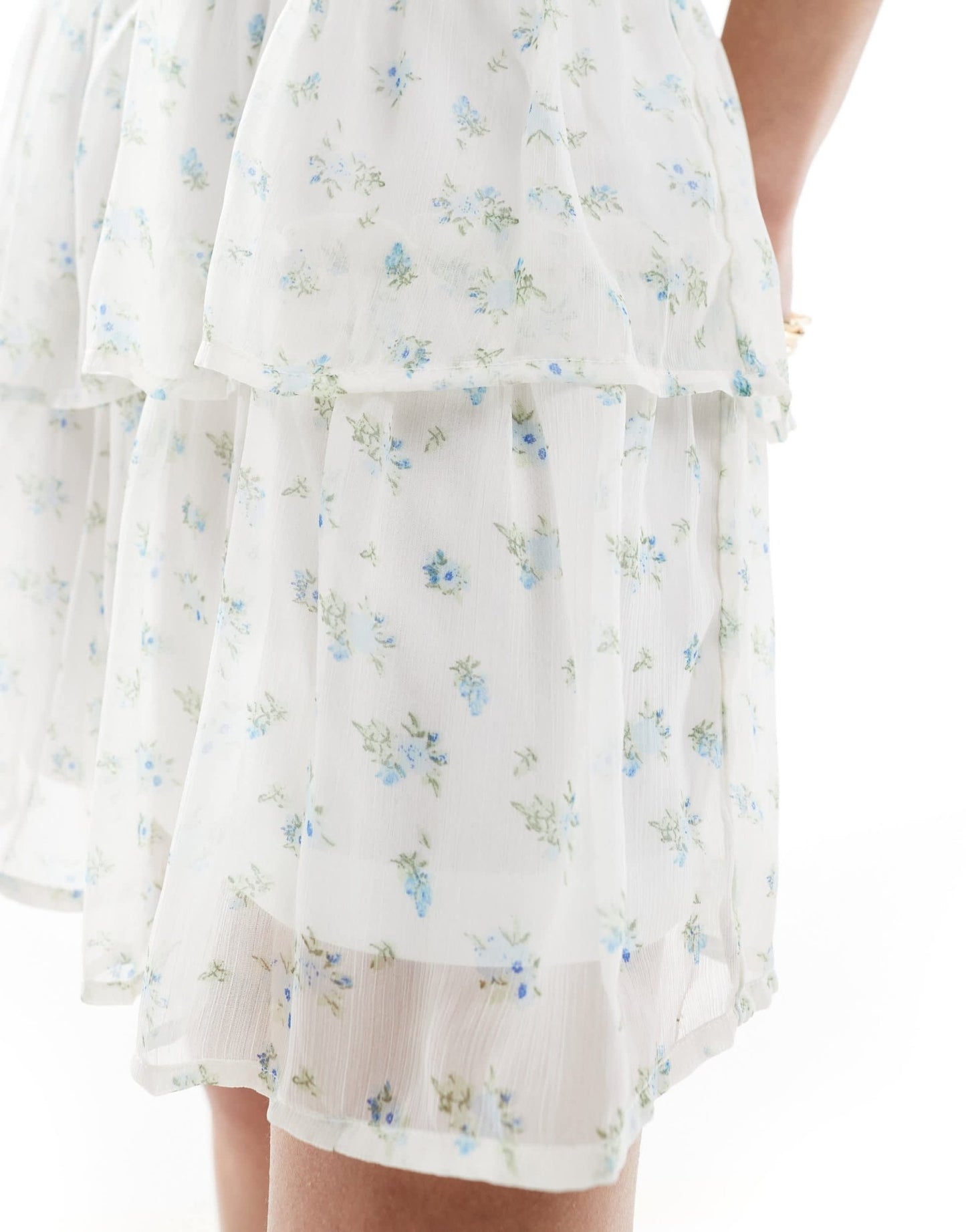 Vero Moda Smilla tiered mini skirt in blue ditsy floral - ASOS Sample Sale