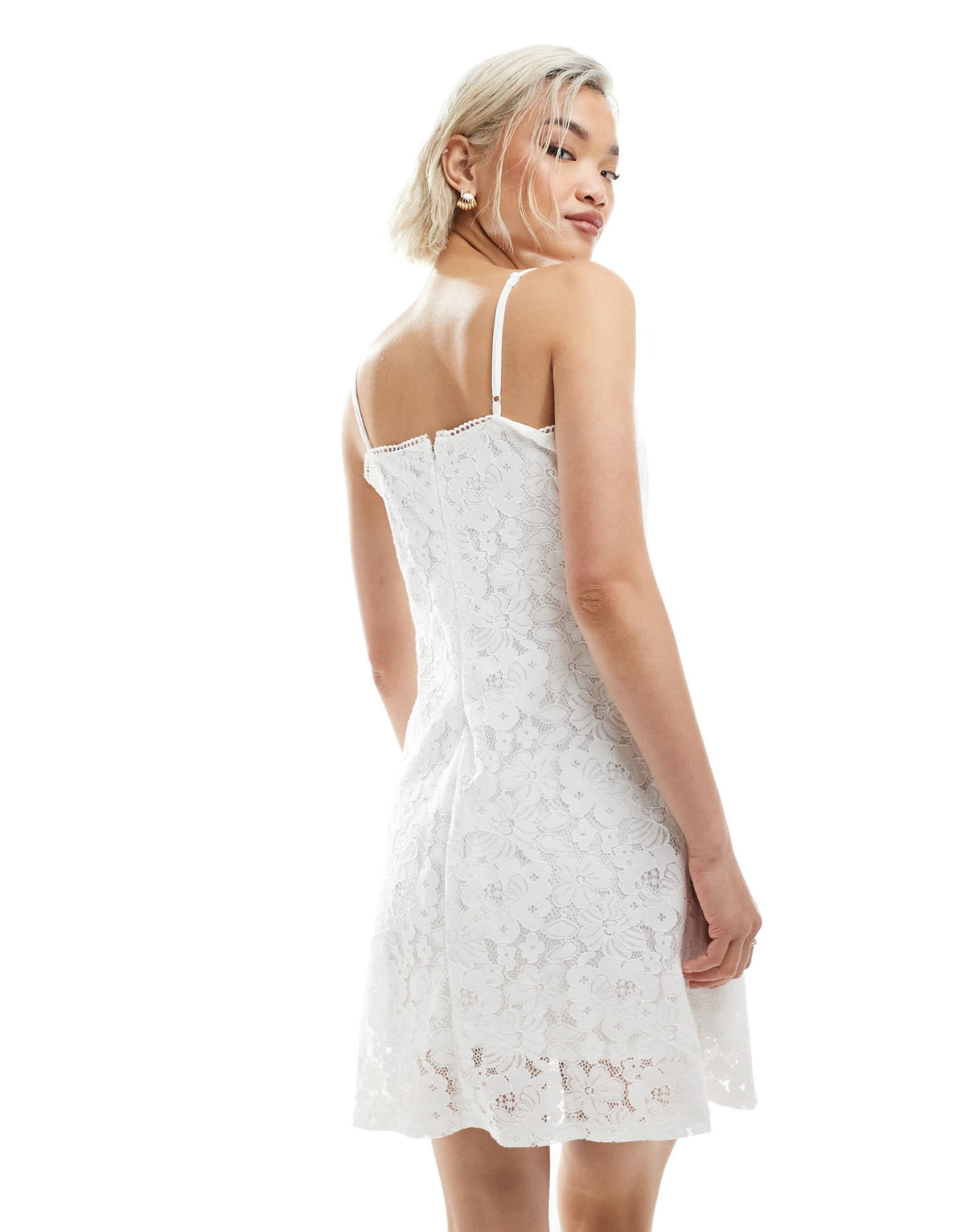 Vero Moda square neck lace cami mini dress in white - ASOS Sample Sale