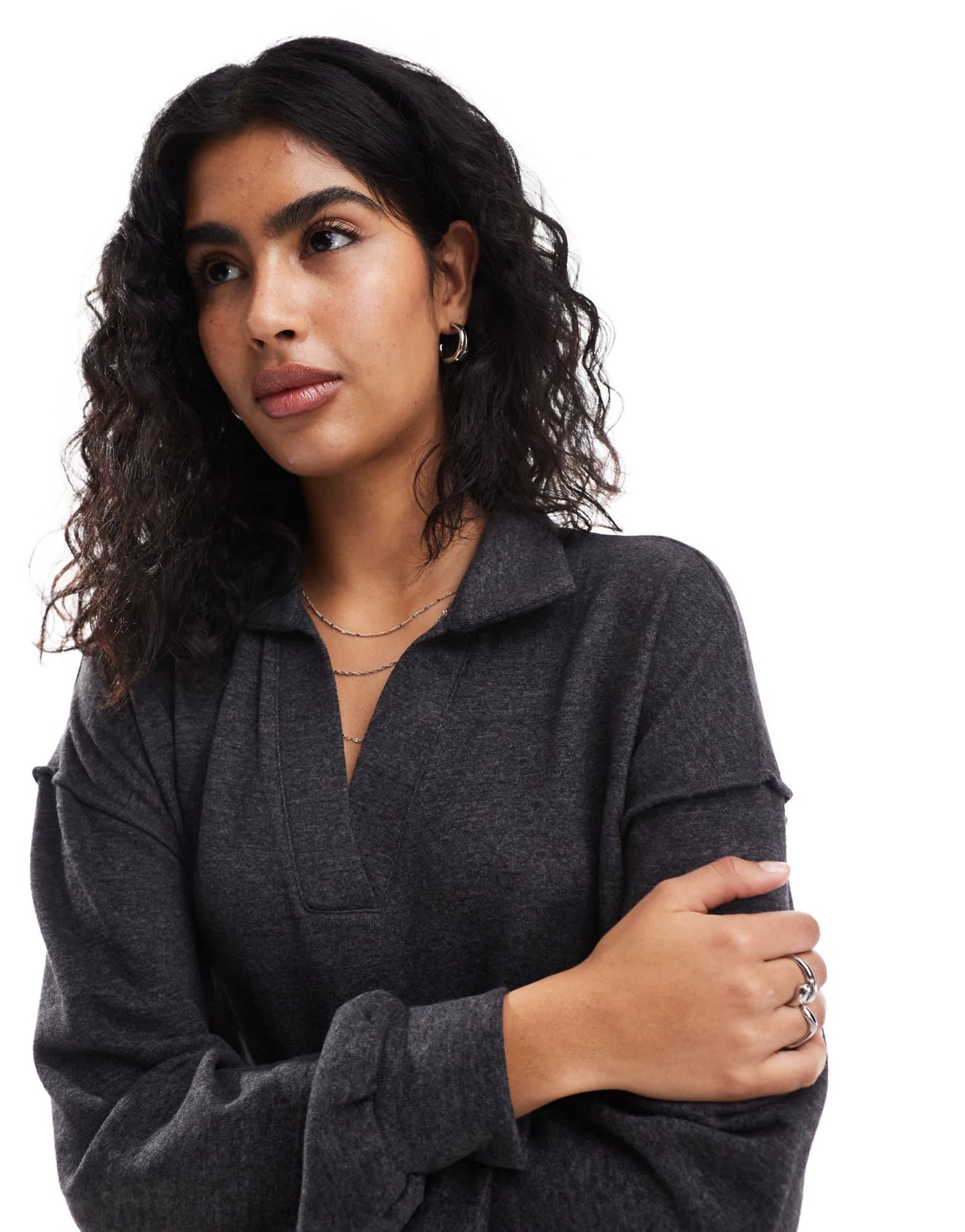 Vero Moda supersoft polo neck ankle dress in black melange - ASOS Sample Sale