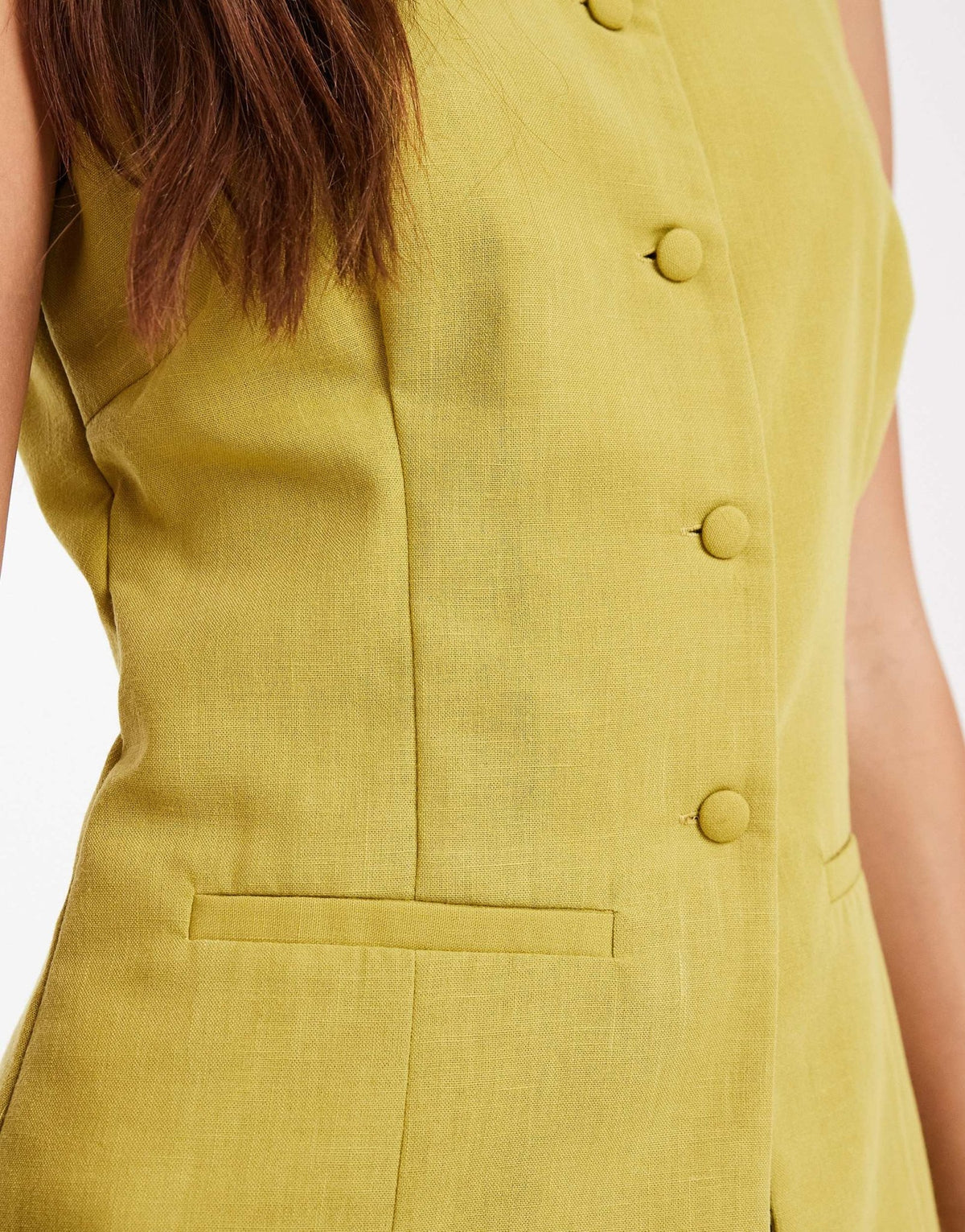 Vero Moda tailored o-neck waistcoat co-ord in chartreuse - ASOS Sample Sale