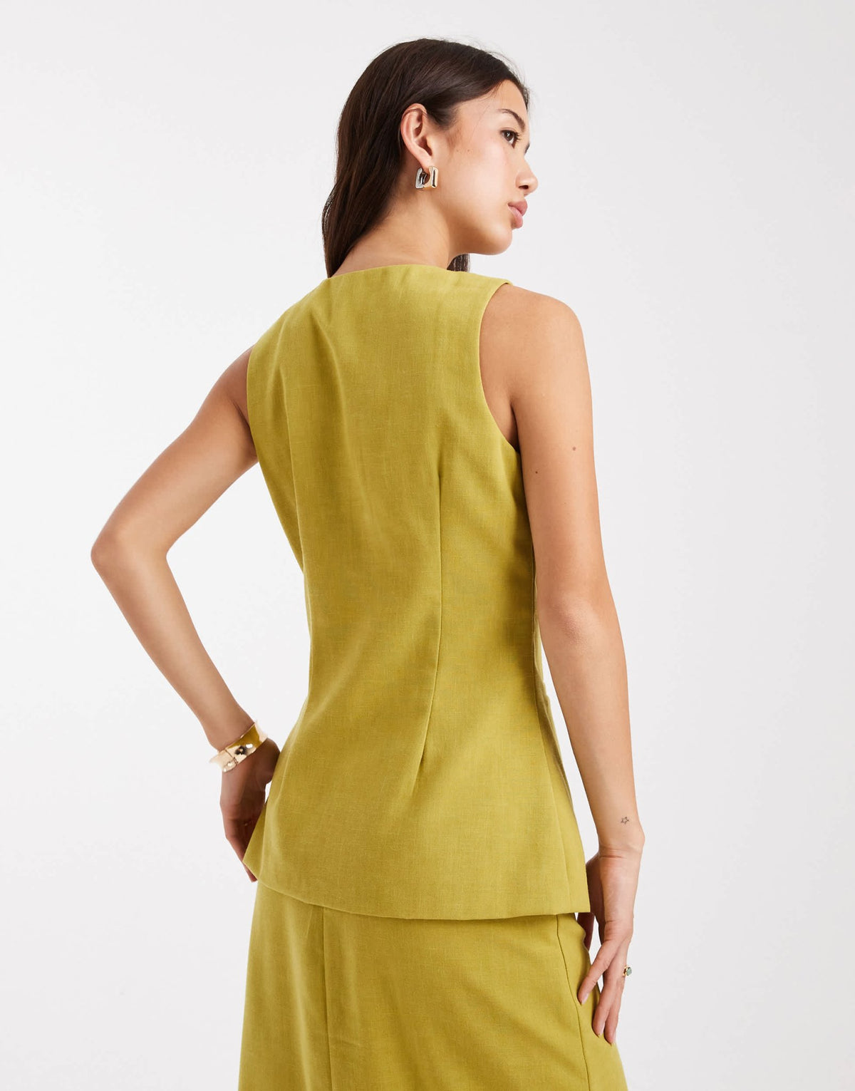 Vero Moda tailored o-neck waistcoat co-ord in chartreuse - ASOS Sample Sale