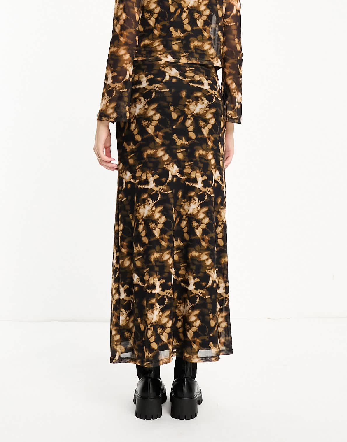 Vero Moda Tall abstract mesh maxi skirt co-ord in brown - ASOS Sample Sale