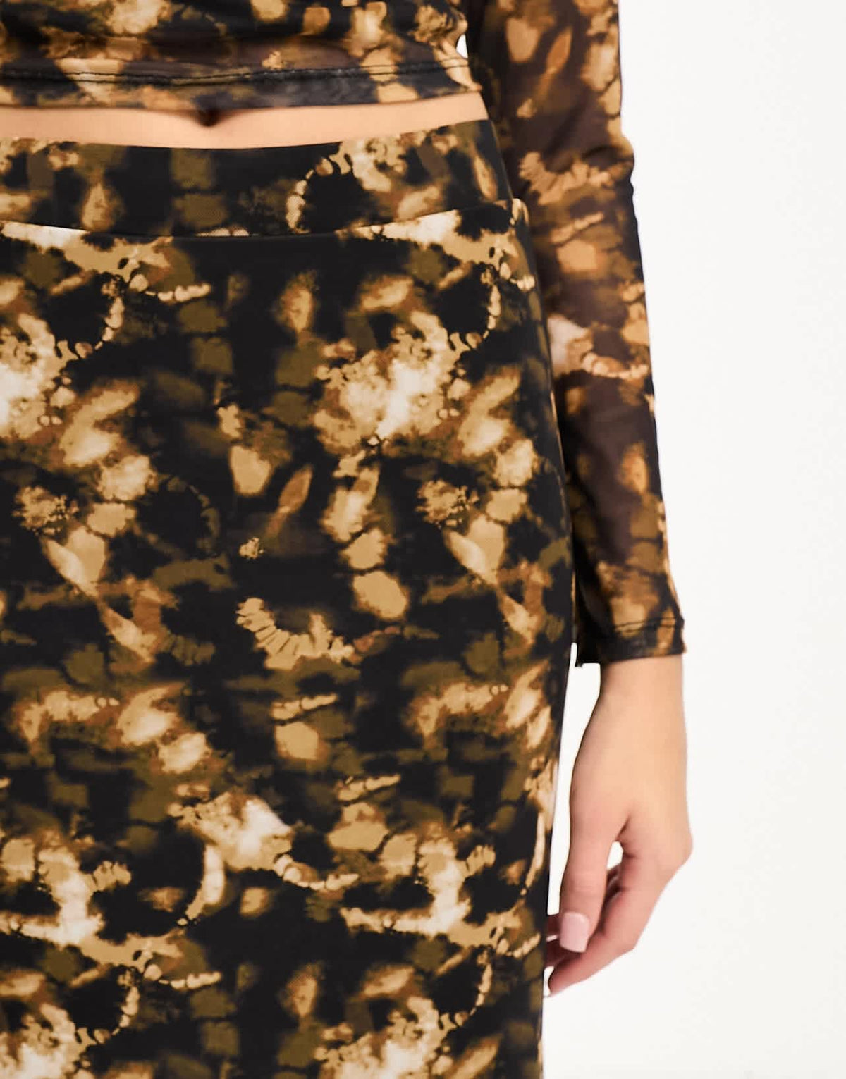 Vero Moda Tall abstract mesh maxi skirt co-ord in brown - ASOS Sample Sale