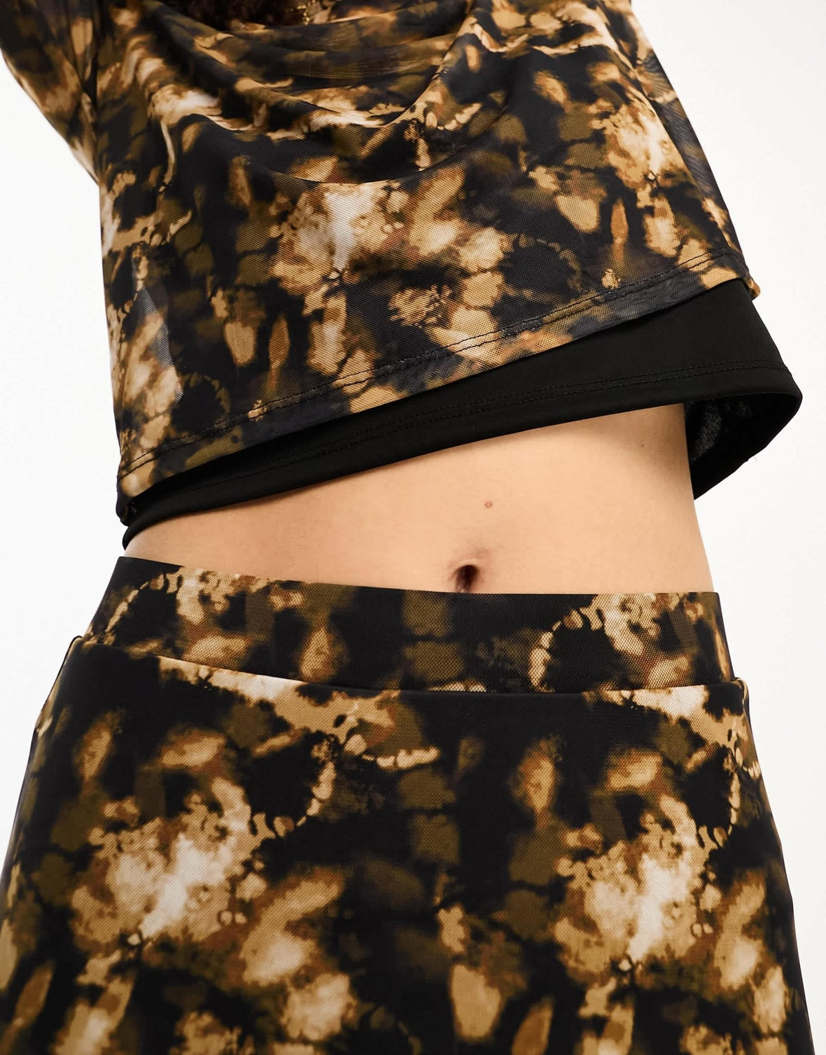 Vero Moda Tall abstract mesh maxi skirt co-ord in brown - ASOS Sample Sale