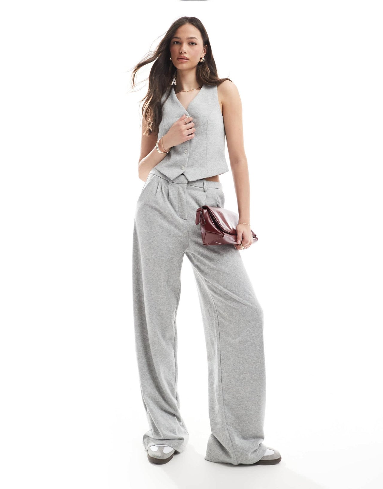 Vero Moda Tall jersey waistcoat co - ord in light grey melange - ASOS Sample Sale
