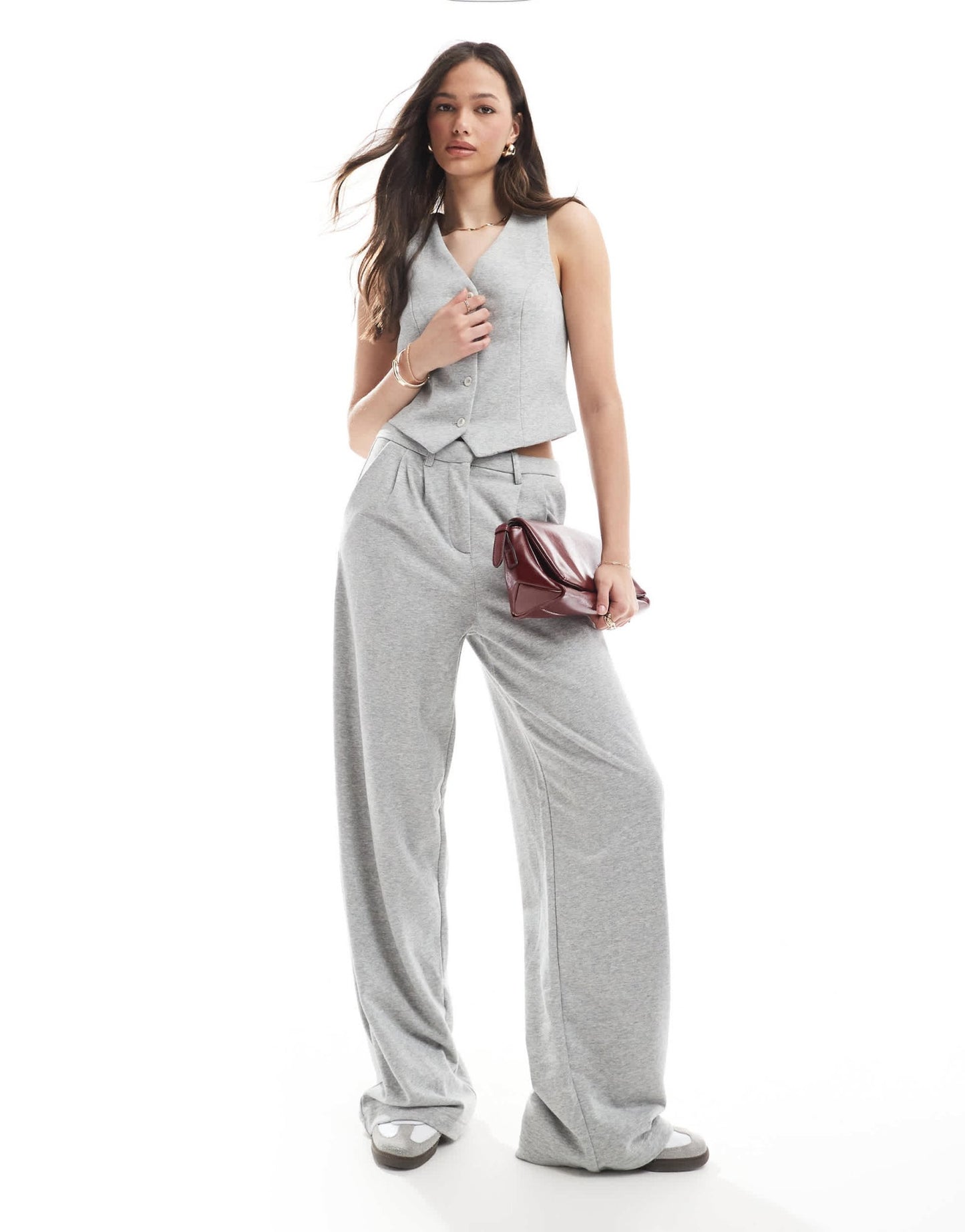 Vero Moda Tall jersey waistcoat co - ord in light grey melange - ASOS Sample Sale
