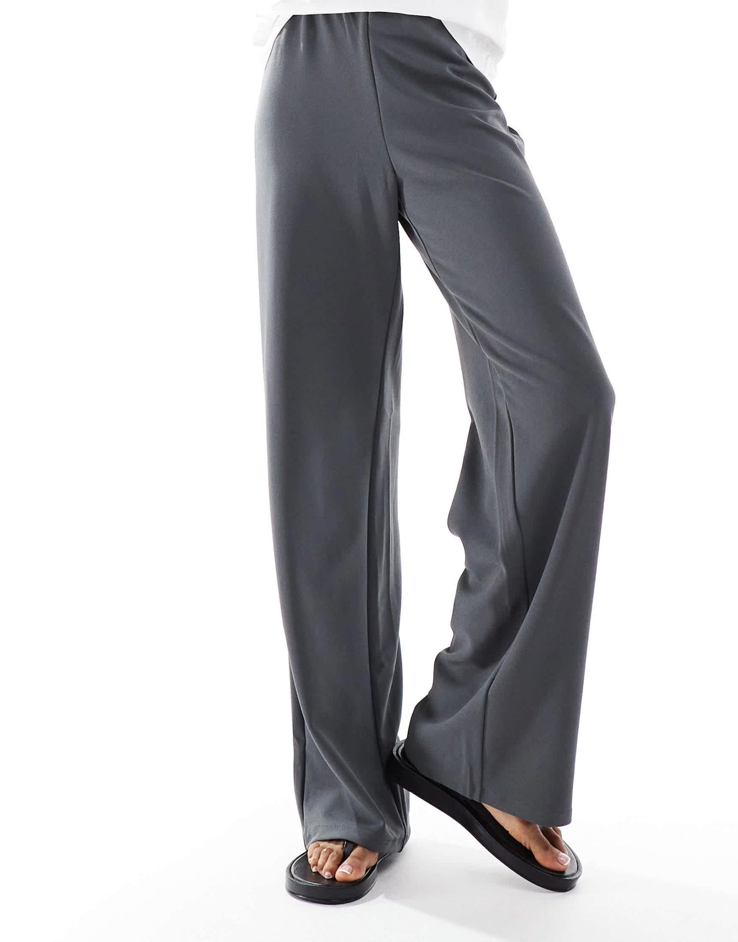 Vero Moda Tall loose pull on trousers in grey pinstripe - ASOS Sample Sale