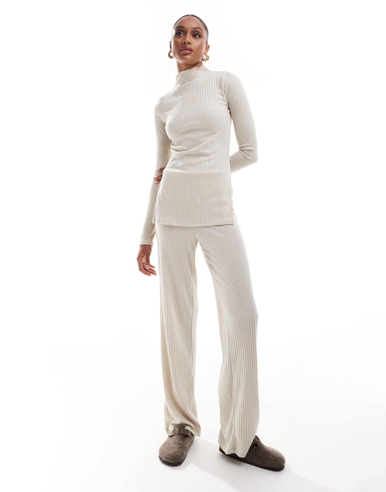 Vero Moda Tall rib jersey longline top co - ord in stone - ASOS Sample Sale