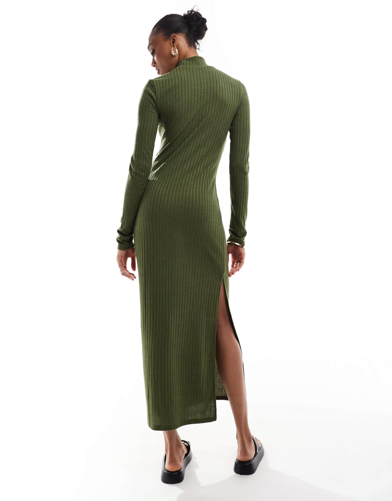 Vero Moda Tall rib jersey maxi dress in dark green - ASOS Sample Sale