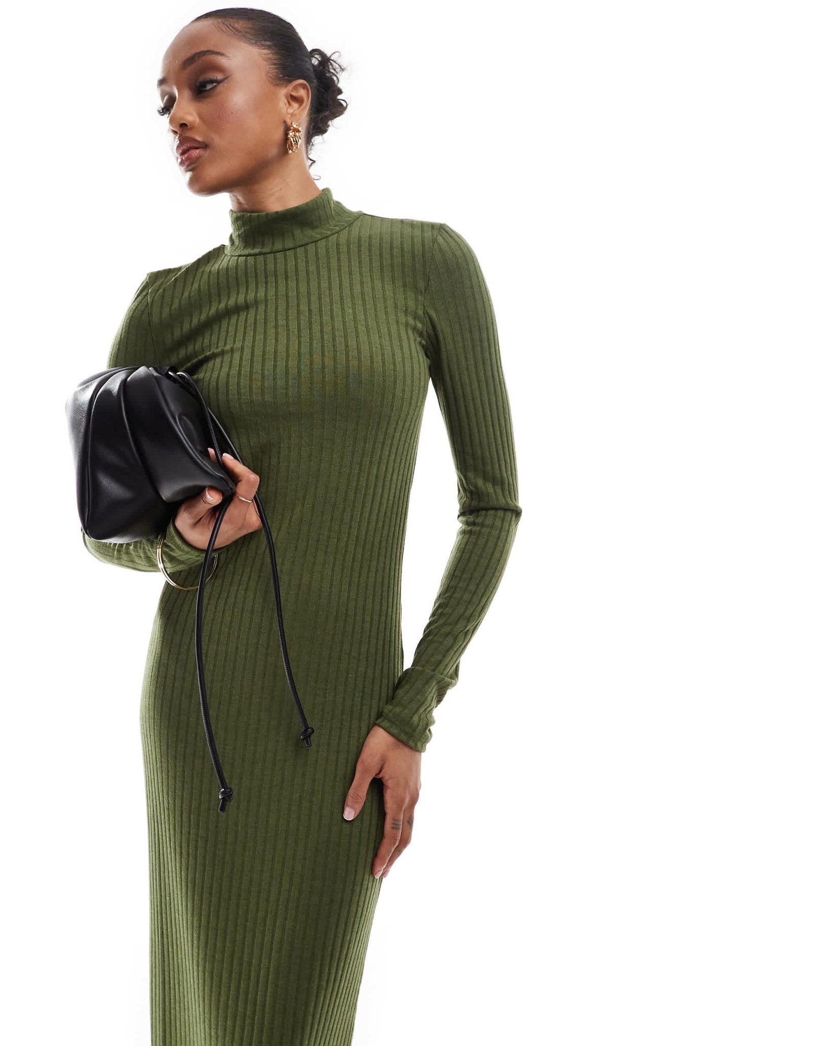 Vero Moda Tall rib jersey maxi dress in dark green - ASOS Sample Sale