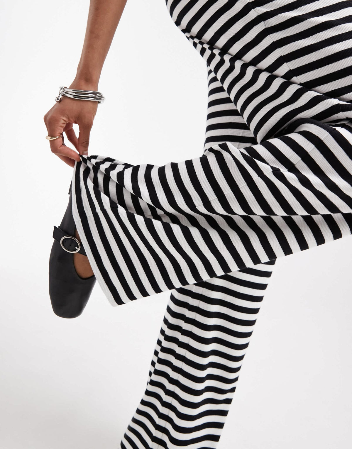 Vero Moda Tall ribbed jersey trouser co-ord in mono stripe - ASOS Sample Sale