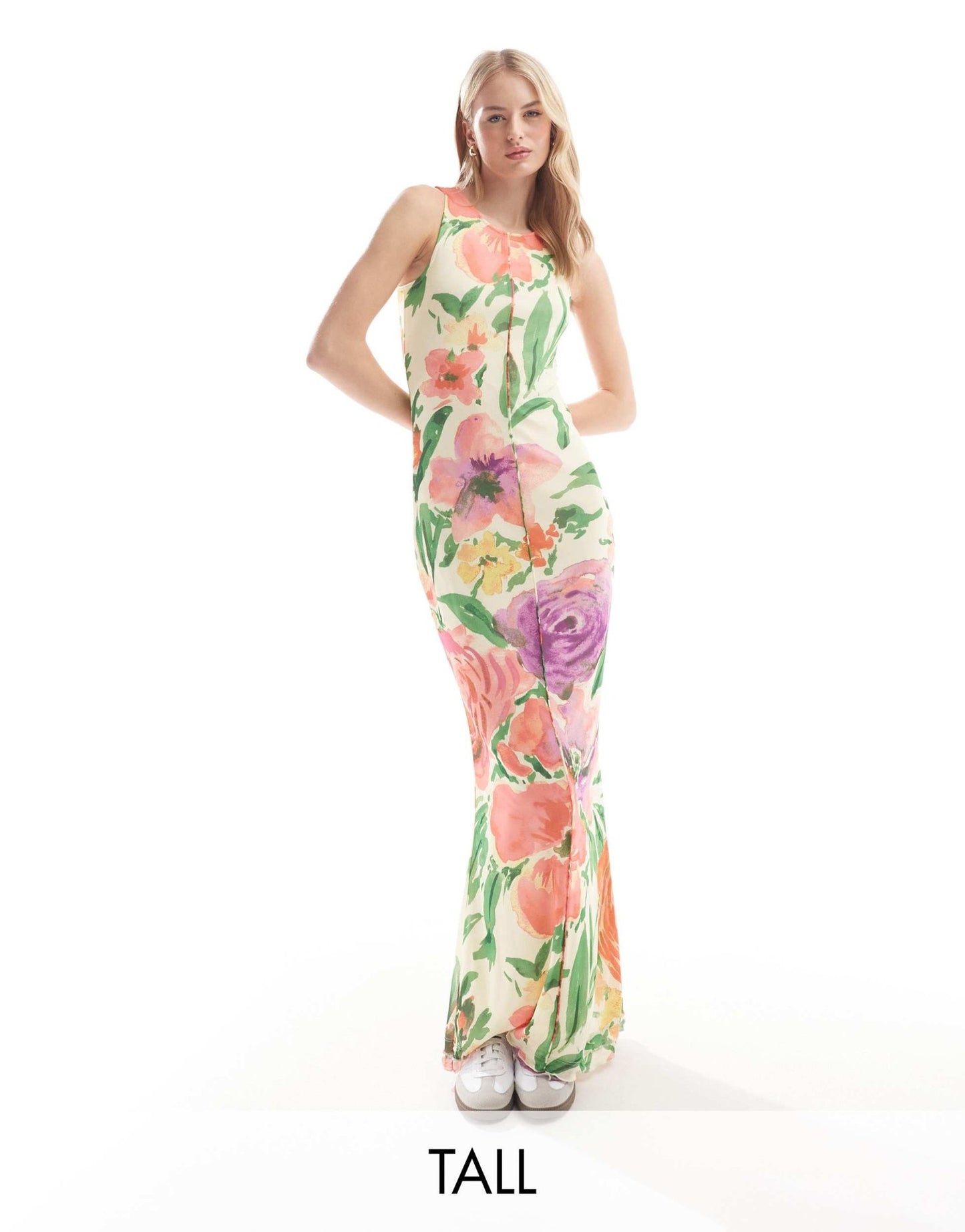 Vero Moda Tall sleeveless lettuce edge mesh dress in summer floral print - ASOS Sample Sale