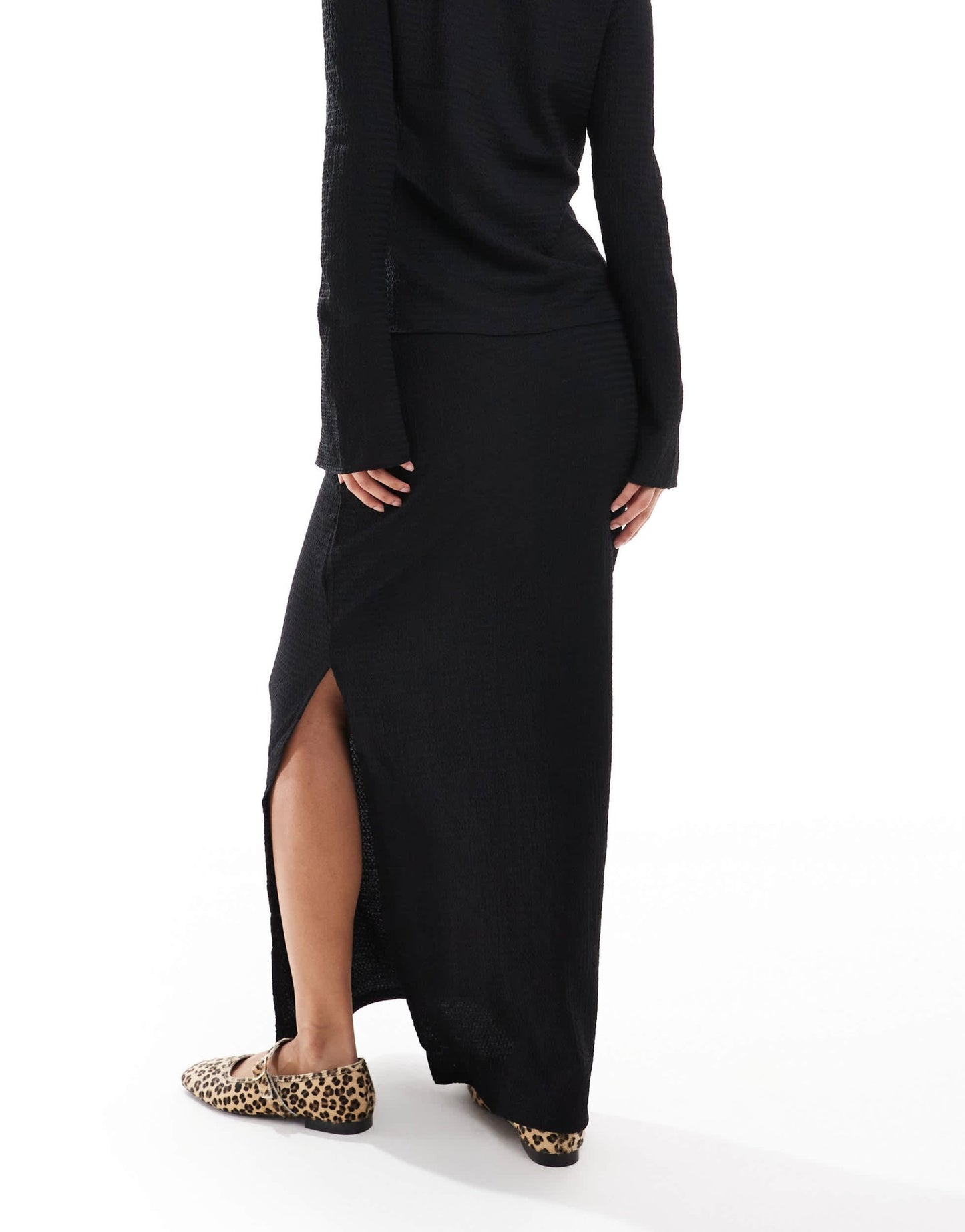 Vero Moda textured jersey maxi skirt co - ord in black - ASOS Sample Sale