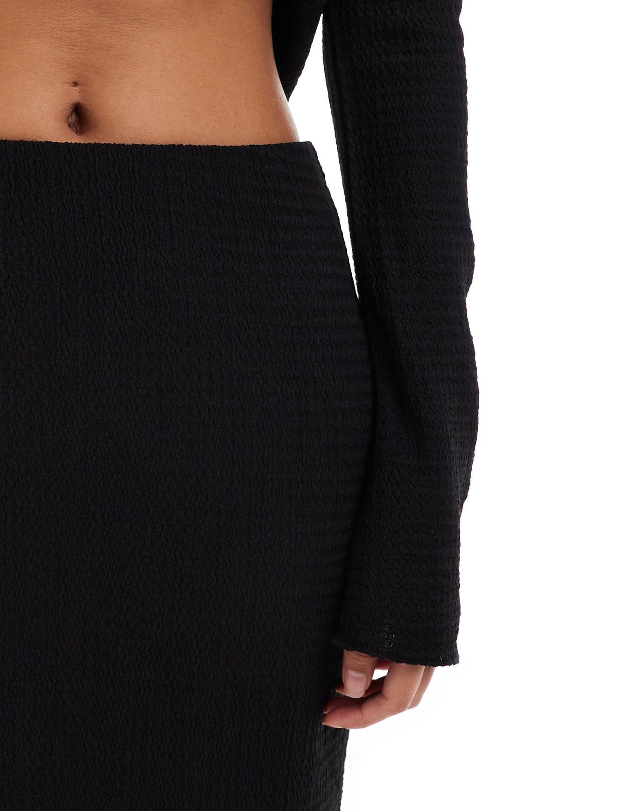 Vero Moda textured jersey maxi skirt co - ord in black - ASOS Sample Sale