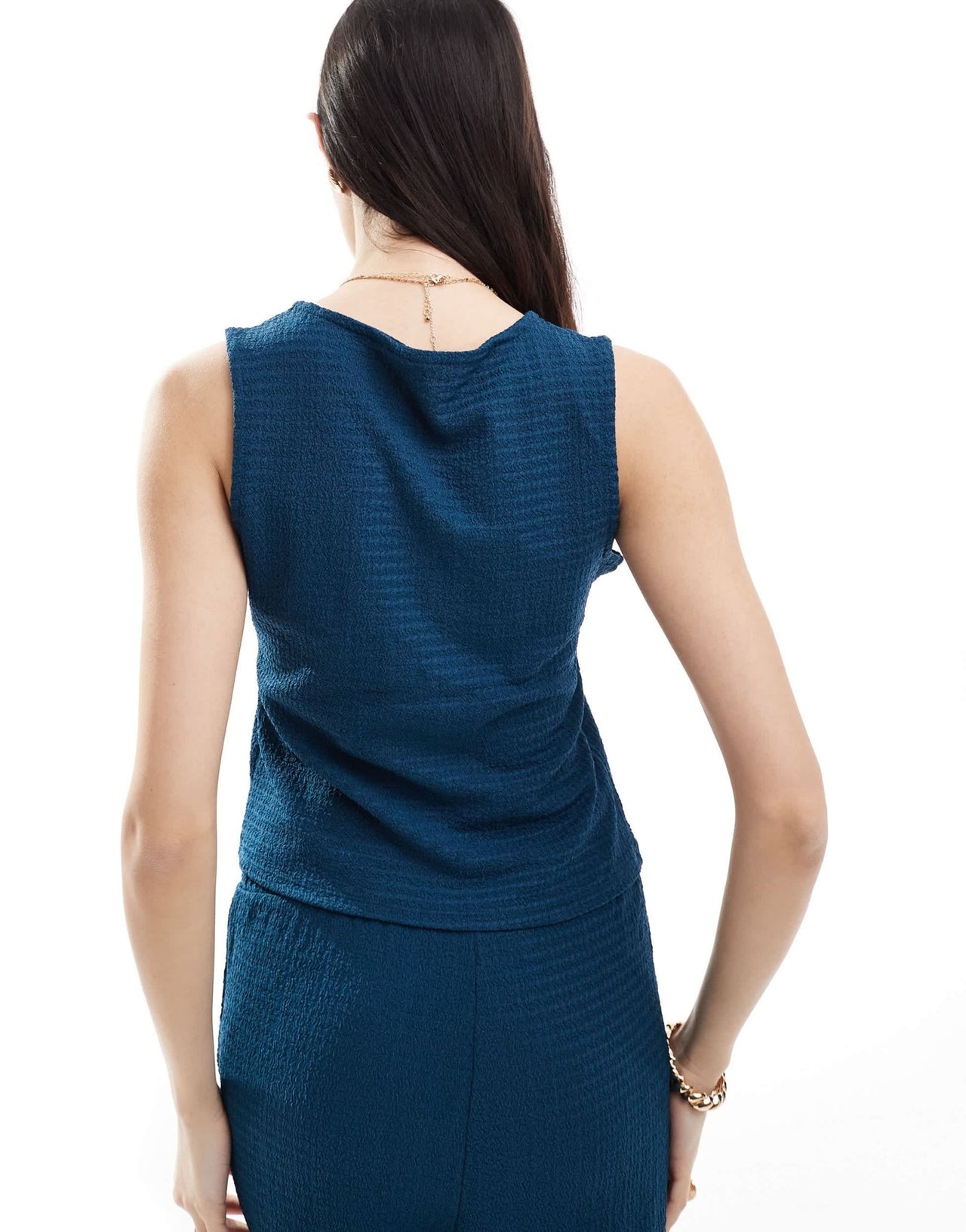 Vero Moda textured jersey tie - front top co - ord in navy - ASOS Sample Sale