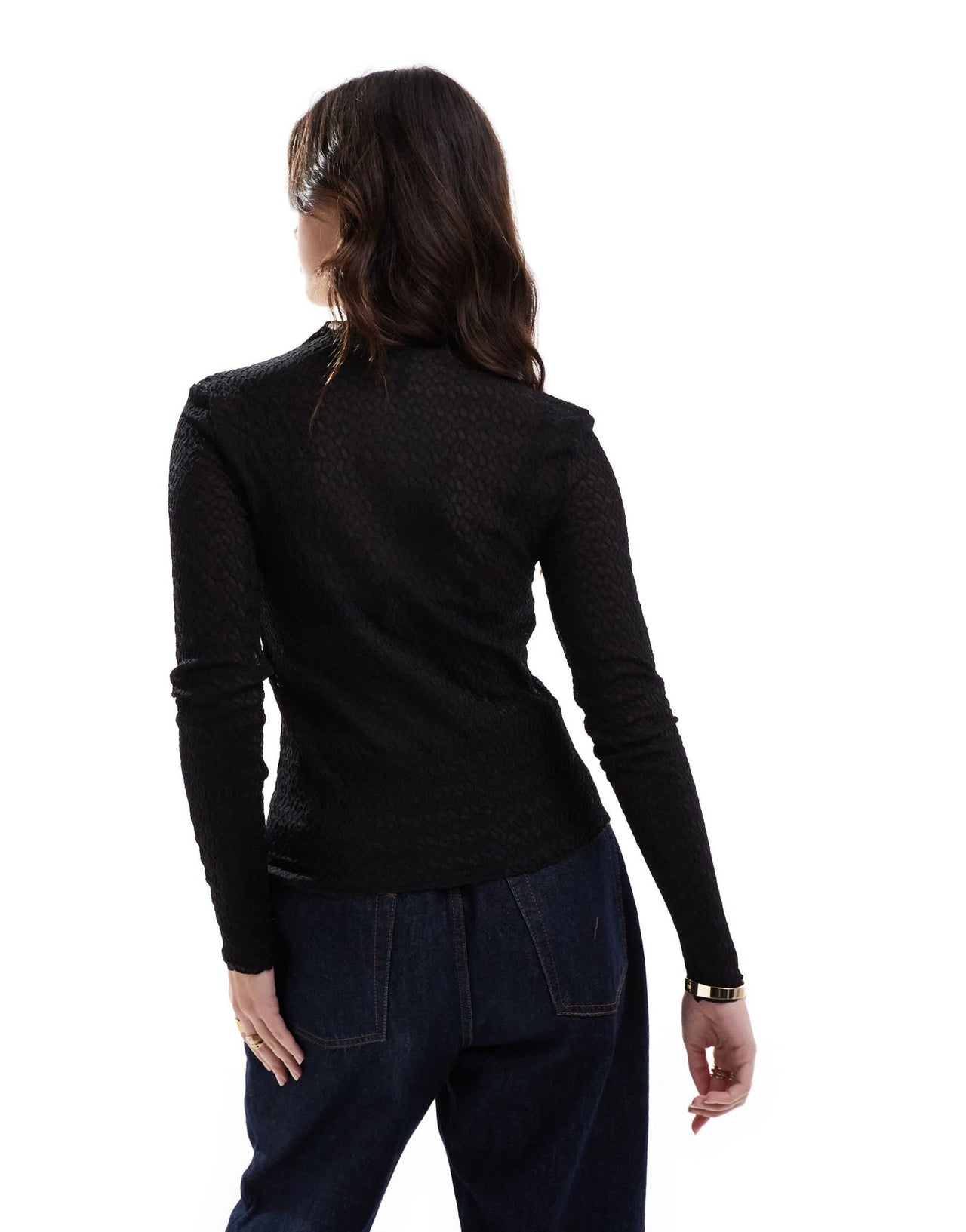 Vero Moda textured lettuce edge layering top in black - ASOS Sample Sale