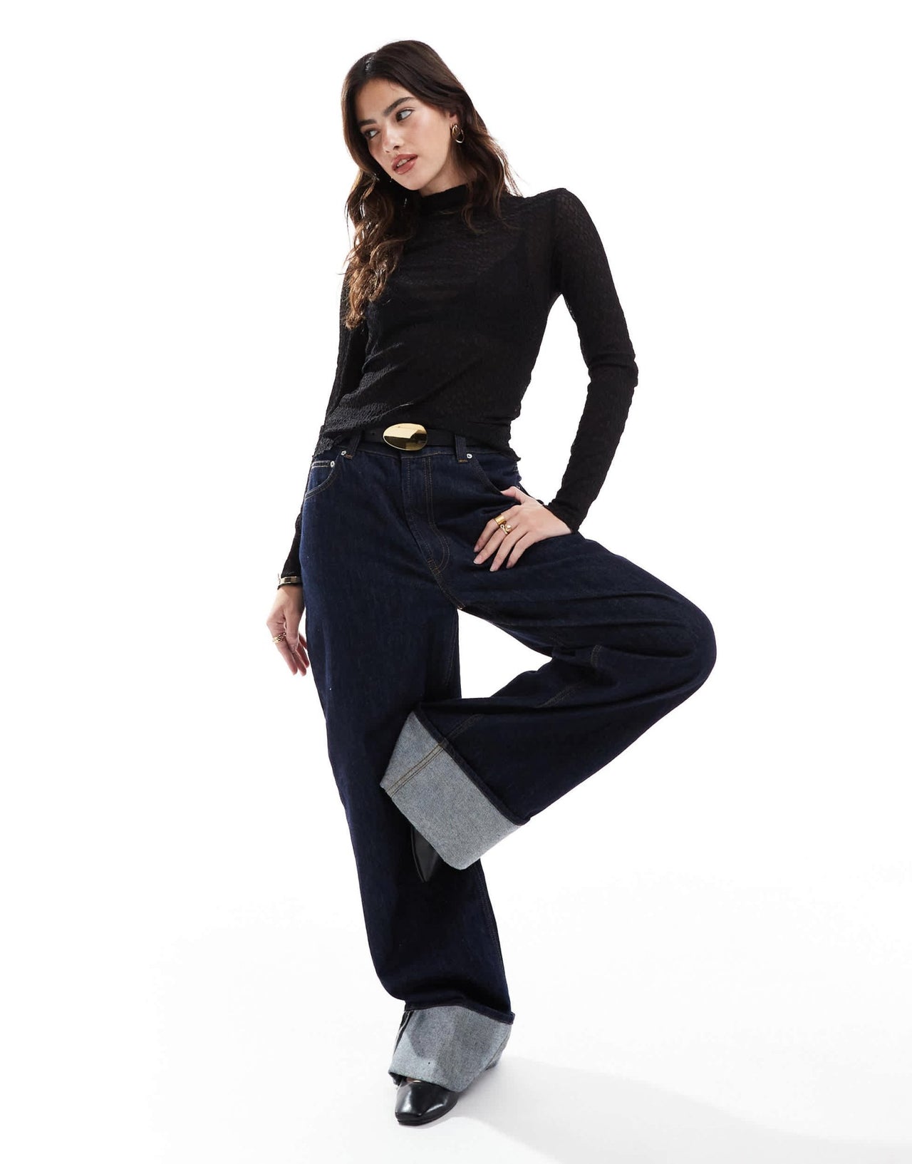 Vero Moda textured lettuce edge layering top in black - ASOS Sample Sale