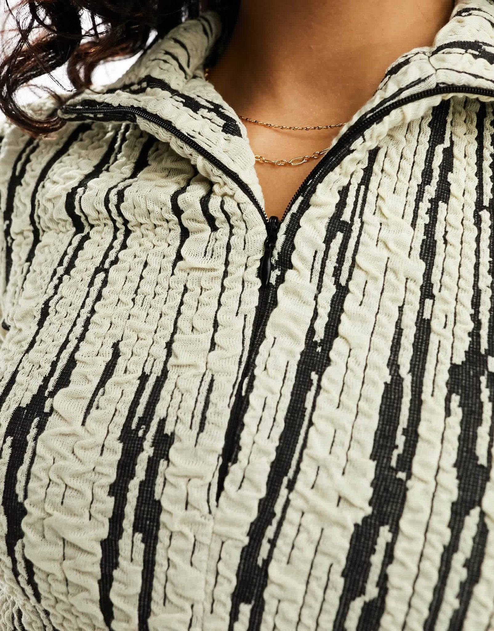 Vero Moda textured zip front top co - ord in monochrome - ASOS Sample Sale