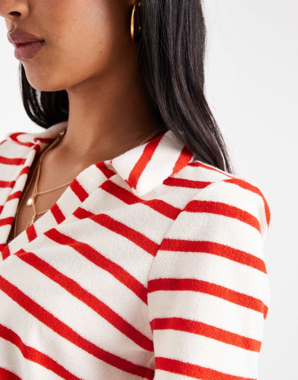 Vero Moda towelling polo t-shirt co-ord in red stripe - ASOS Sample Sale